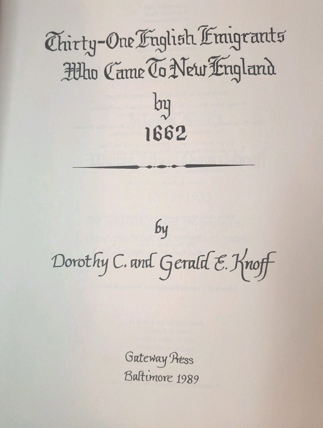 31 English Emigrants Who Came To New England By 1662 History HB