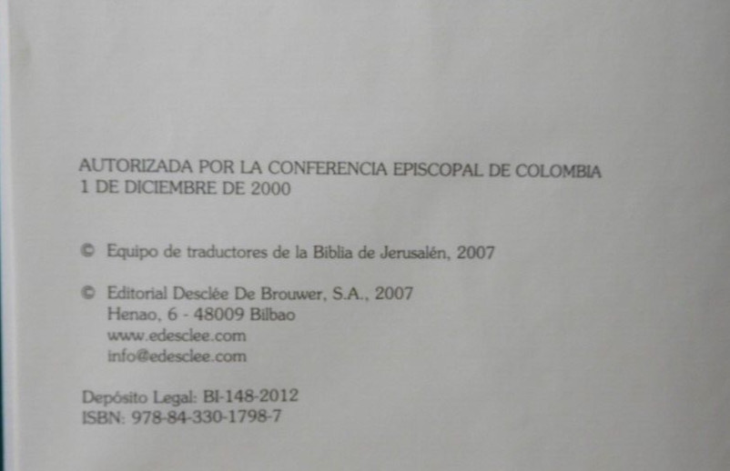 BIBLIA DE JERUSALEN (LATINOAMERICANA) LETRA GRANDE 2007 BILBAO,SPAIN EX!