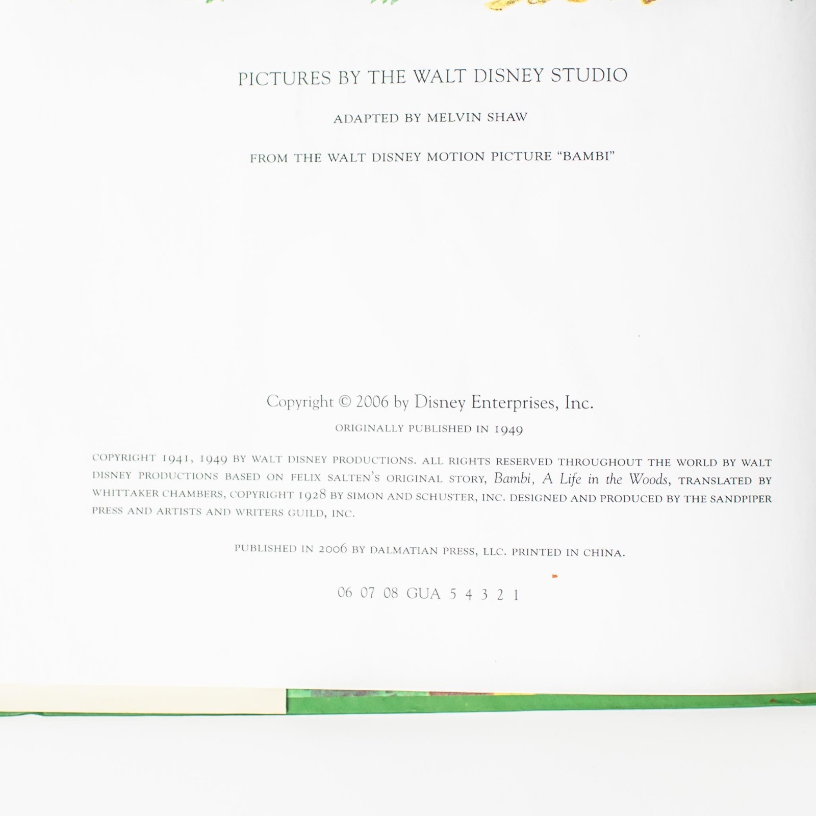 Walt Disney’s Bambi Hardcover Storybook 2006 Dalmatian Press Classic Children’s