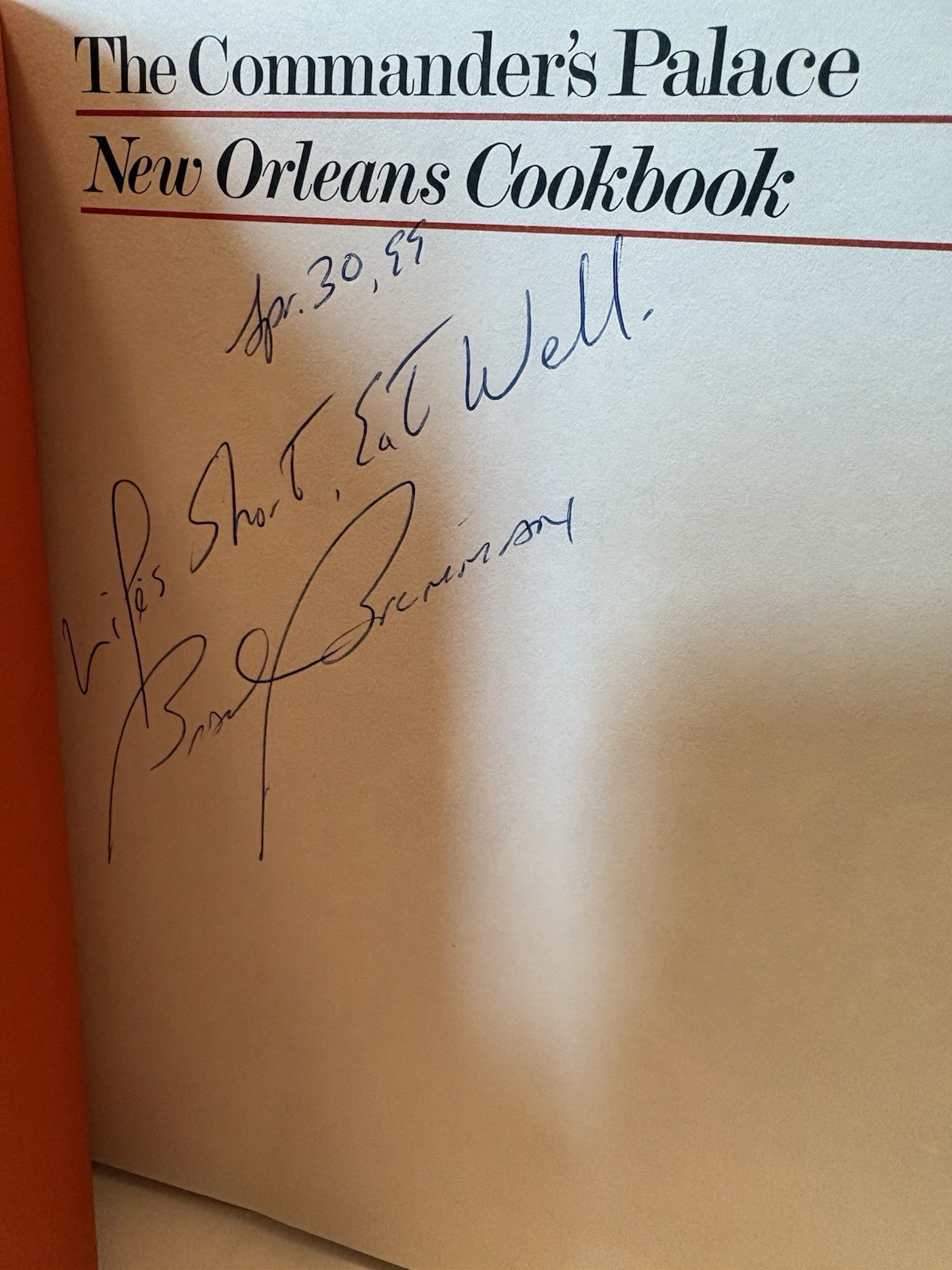 Signed 1984 First Edition The Commander’s Palace New Orleans Cookbook Brennan HC