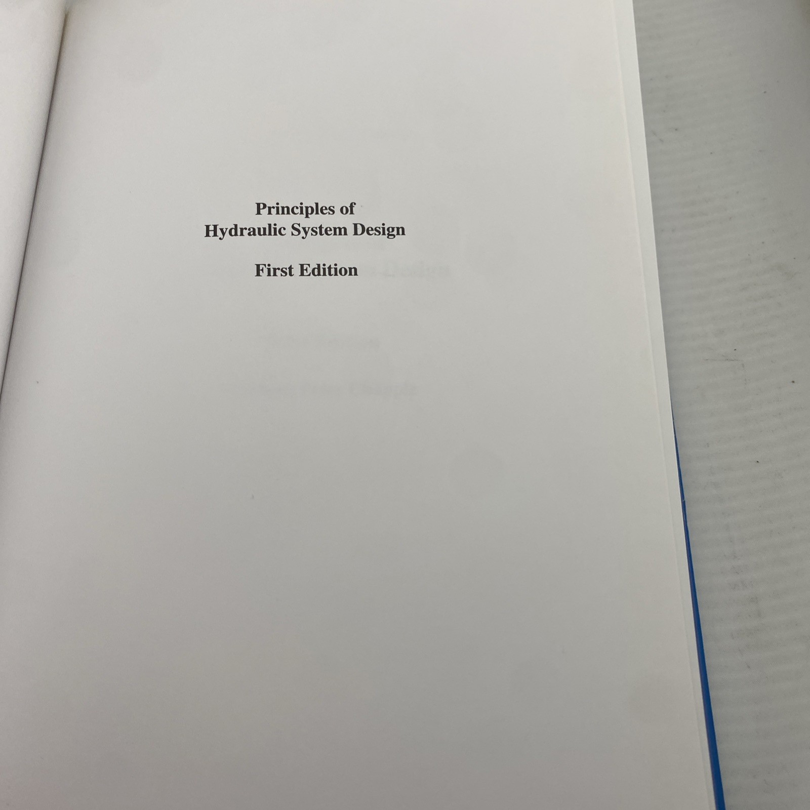 Principles of Hydraulic Systems Design, RARE 1st Edition 2003