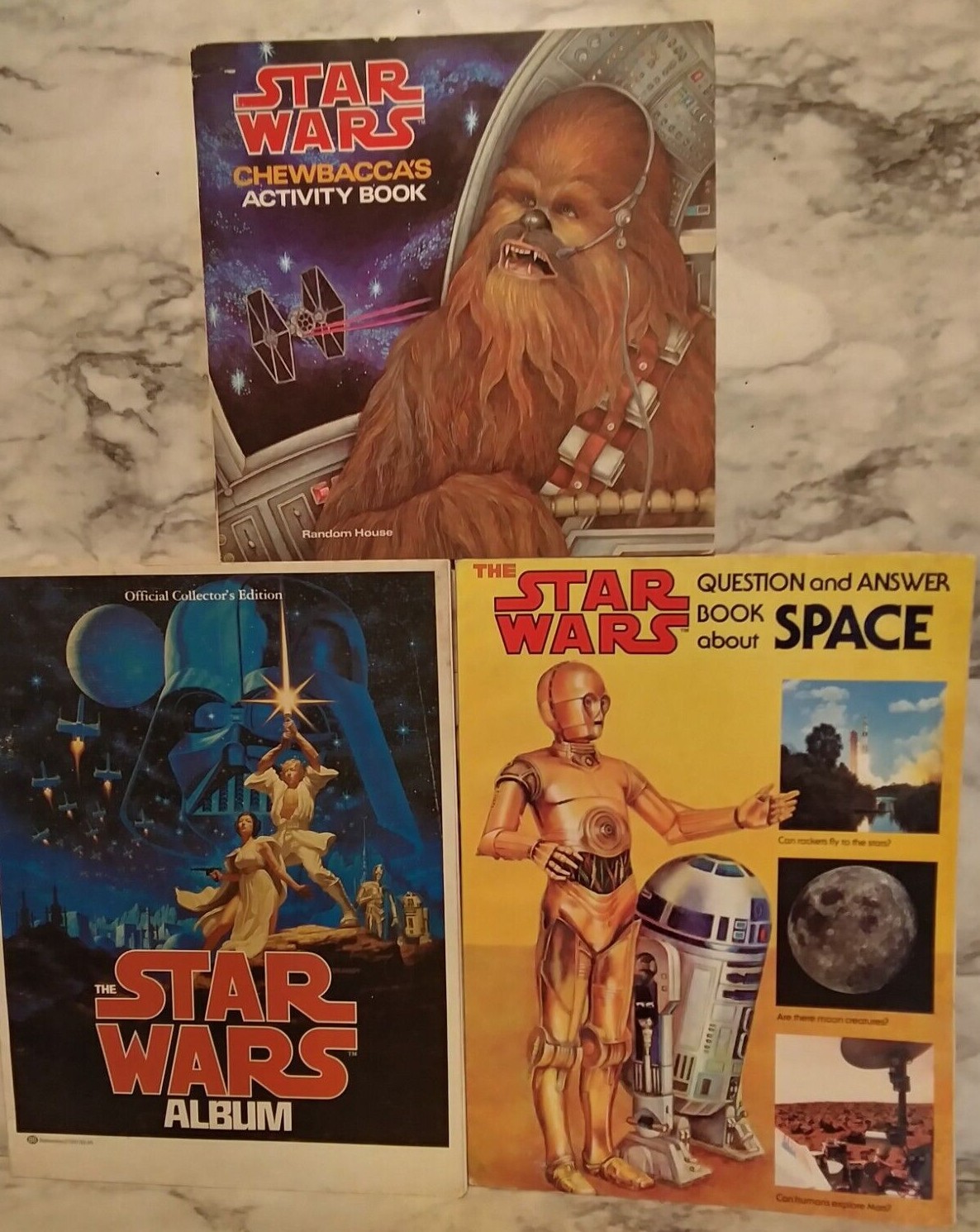 3 Vntg Schoolastic Photo Story Books STAR WARS ALBUM, Chewbacca Activity, Q &A
