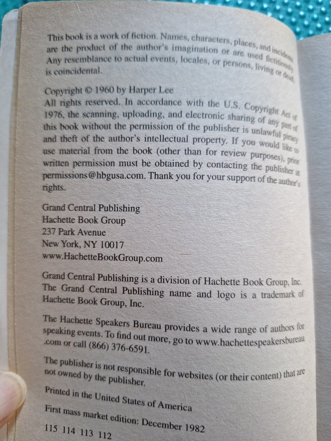 Vtg. Novel “To Kill A Mockingbird”by Harper Lee~Paperback~1982~376 Pages~#1625