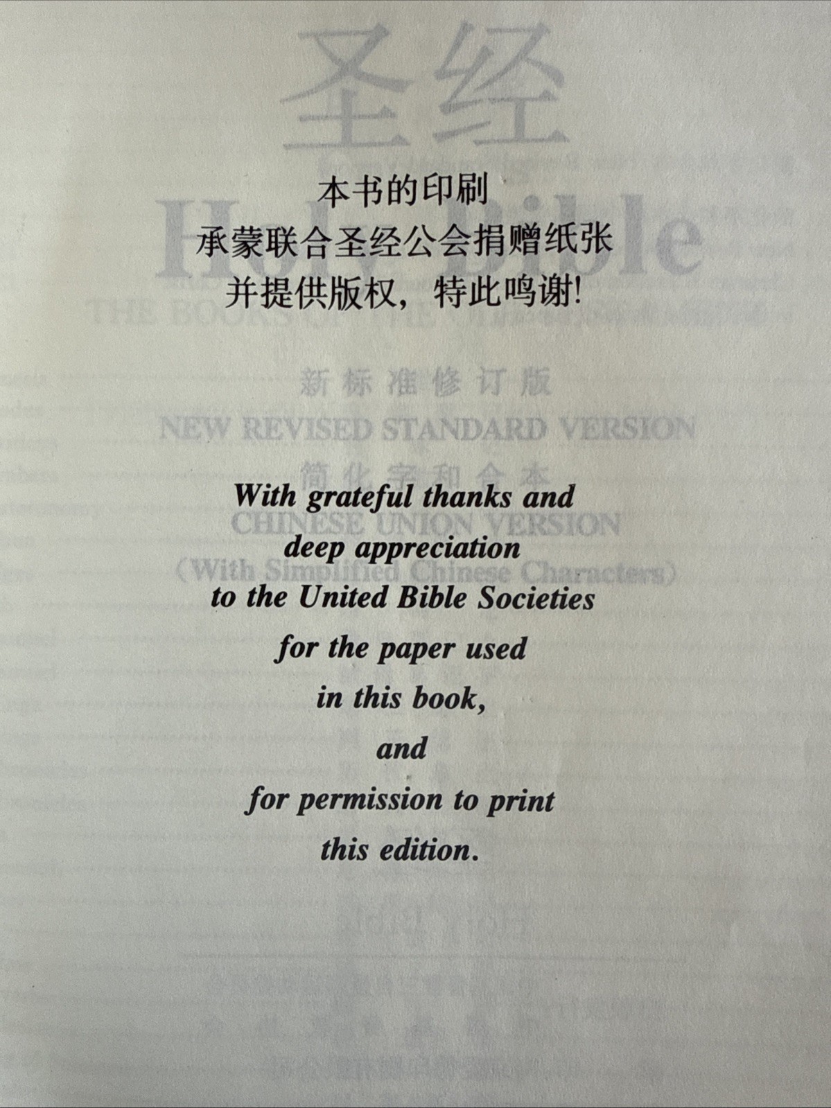 Holy Bible: NRSV New Revised Standard, Bilingual English Chinese 圣经 现代中文译本