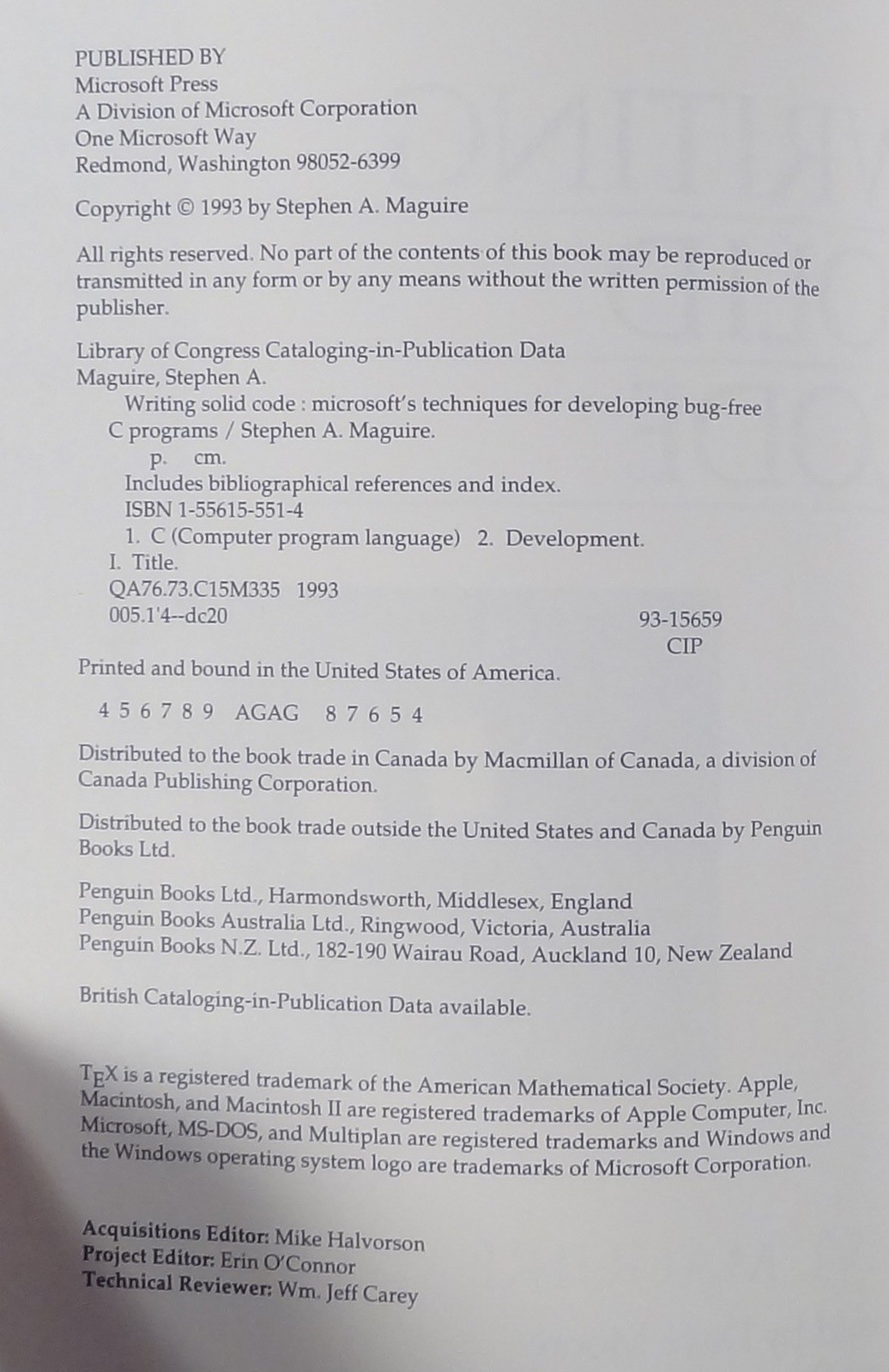 1993 Steve Maguire WRITING SOLID CODE Microsoft’s Bug-Free C Programming Guide