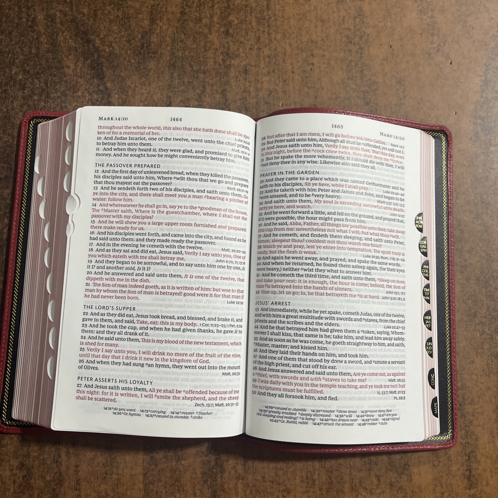 KJV Large Print Single Column Bible Indexed – $204.99 – Red Goatskin Leather