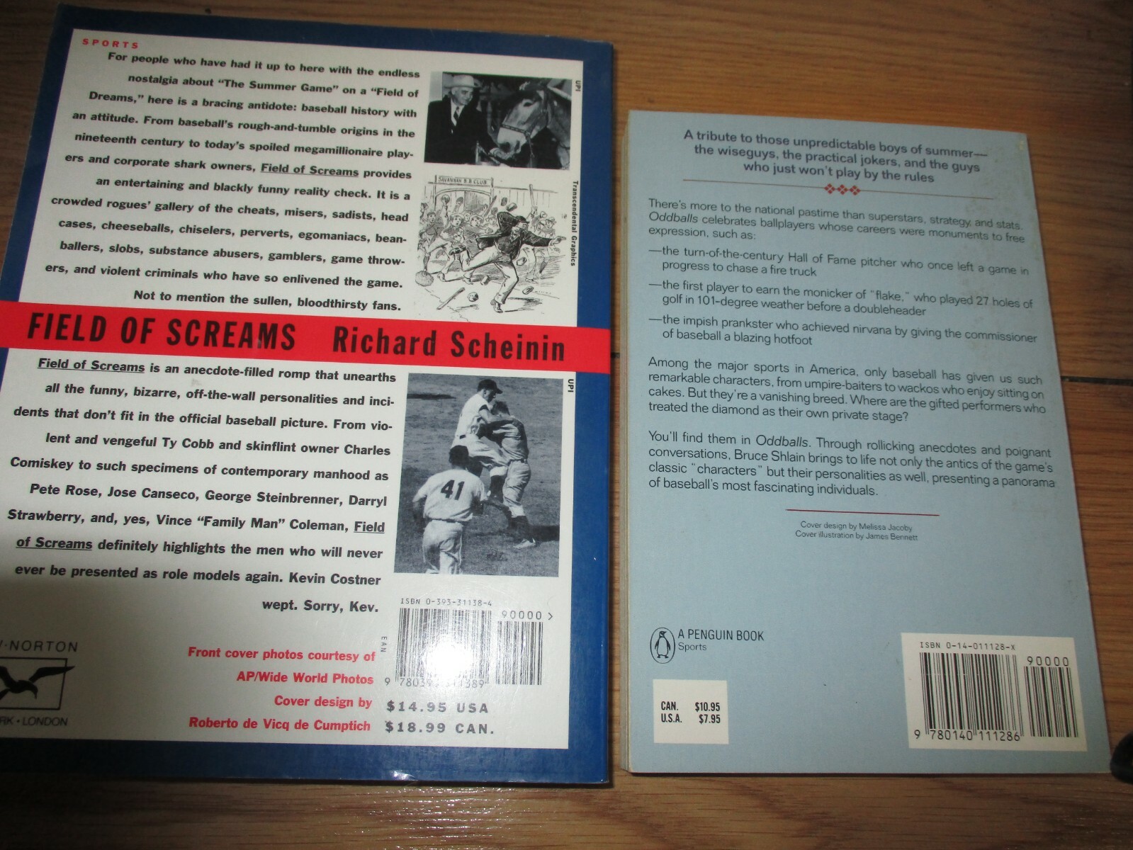 2 OFF BEAT BASEBALL BOOKS ODDBALLS & FIELD OF SCREAMS~BOTH EXCELLENT CONDITION