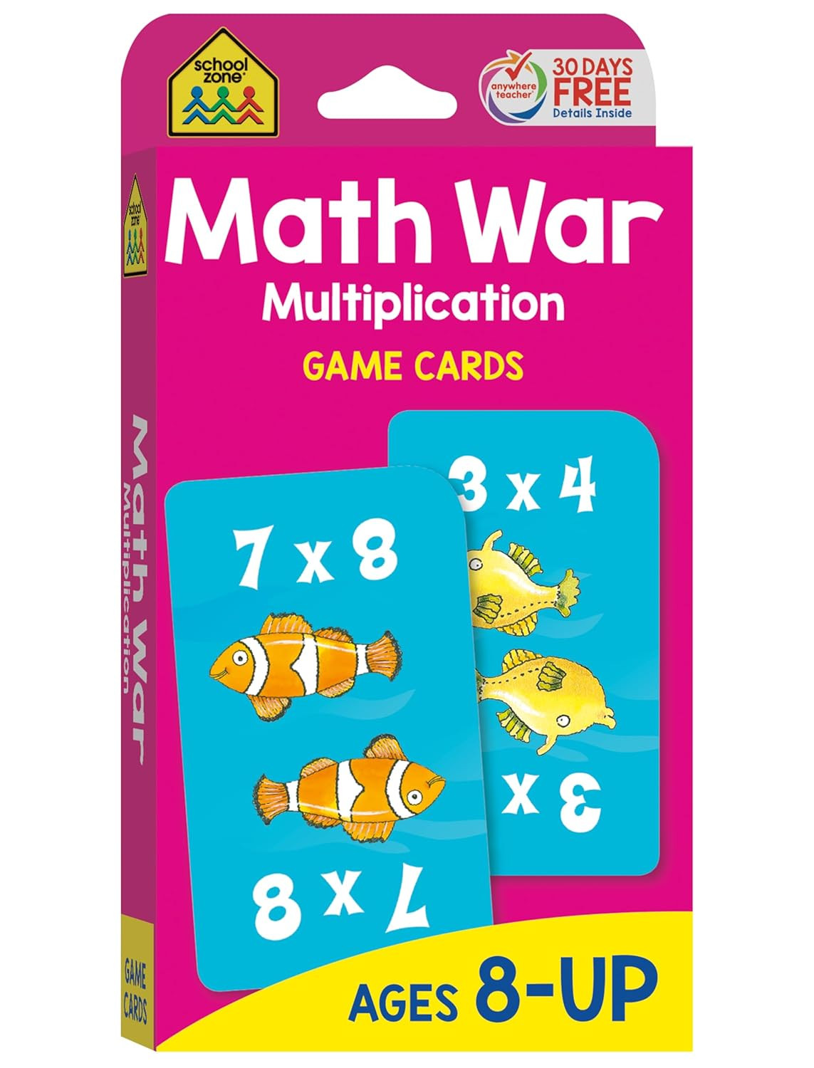 School Zone Math War Multiplication Cards (Ages 8+): Grades 3-5 Math Game