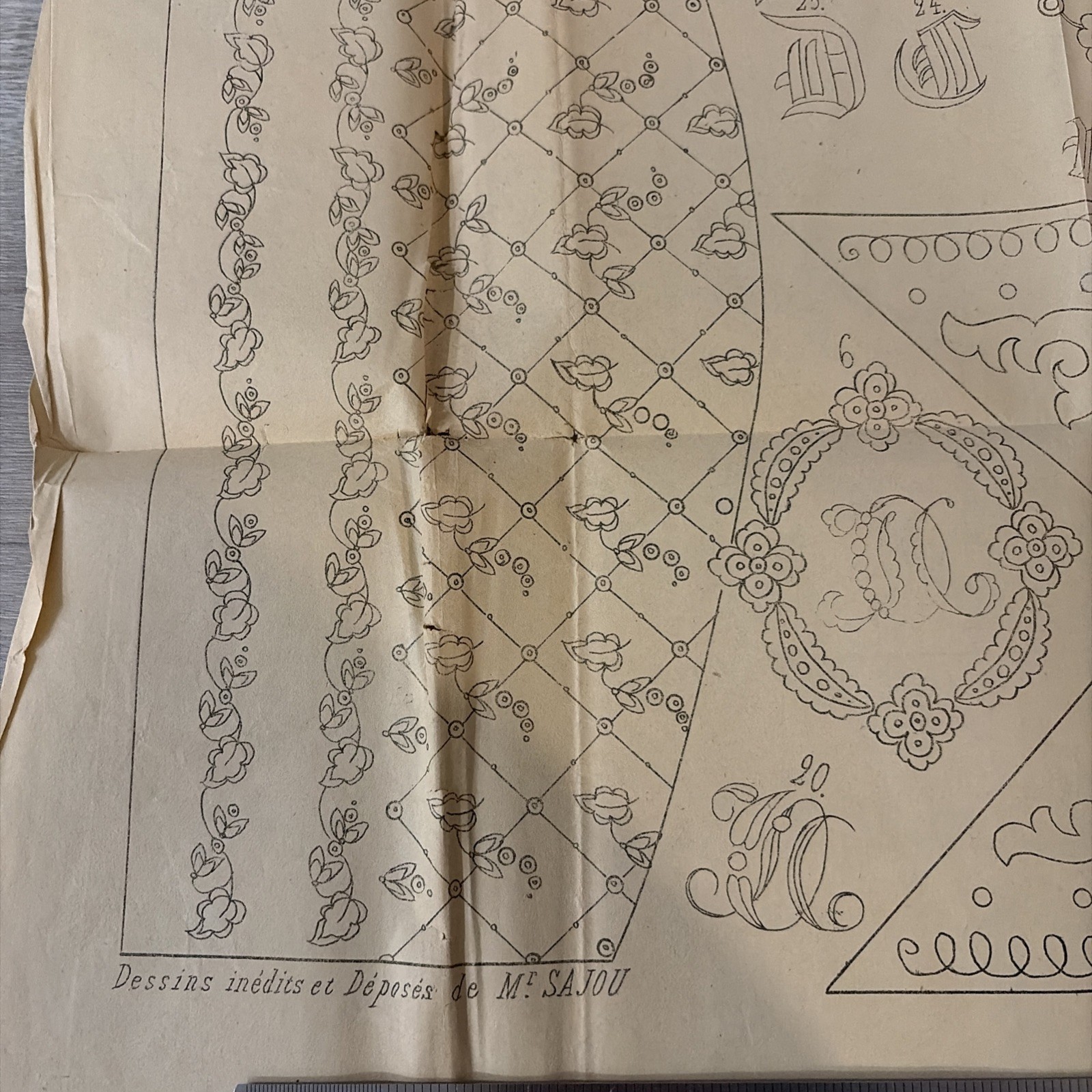 Rare Antique French Embroidery Pattern Sheet – Cendrillon Journal (November 1857
