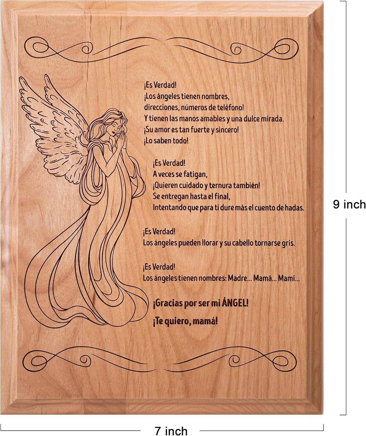 Unique Engraved 7×9” Wood Plaque for Mother’s Day – Spanish Poem Keepsake