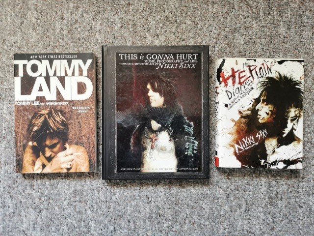 3 MOTLEY CRUE BOOKS TOMMYLAND HURT HEROIN DIARIES NIKKI SIXX HARDCOVERS