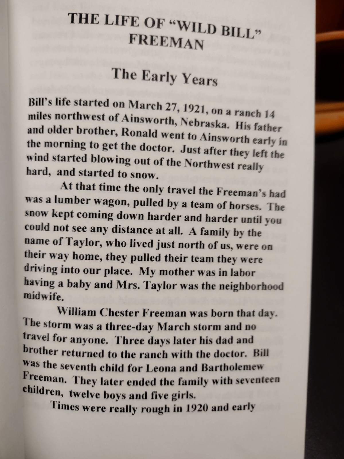 Wild Bill The Life of William C. Freeman Kearney Nebraska Author Inscribed 2000