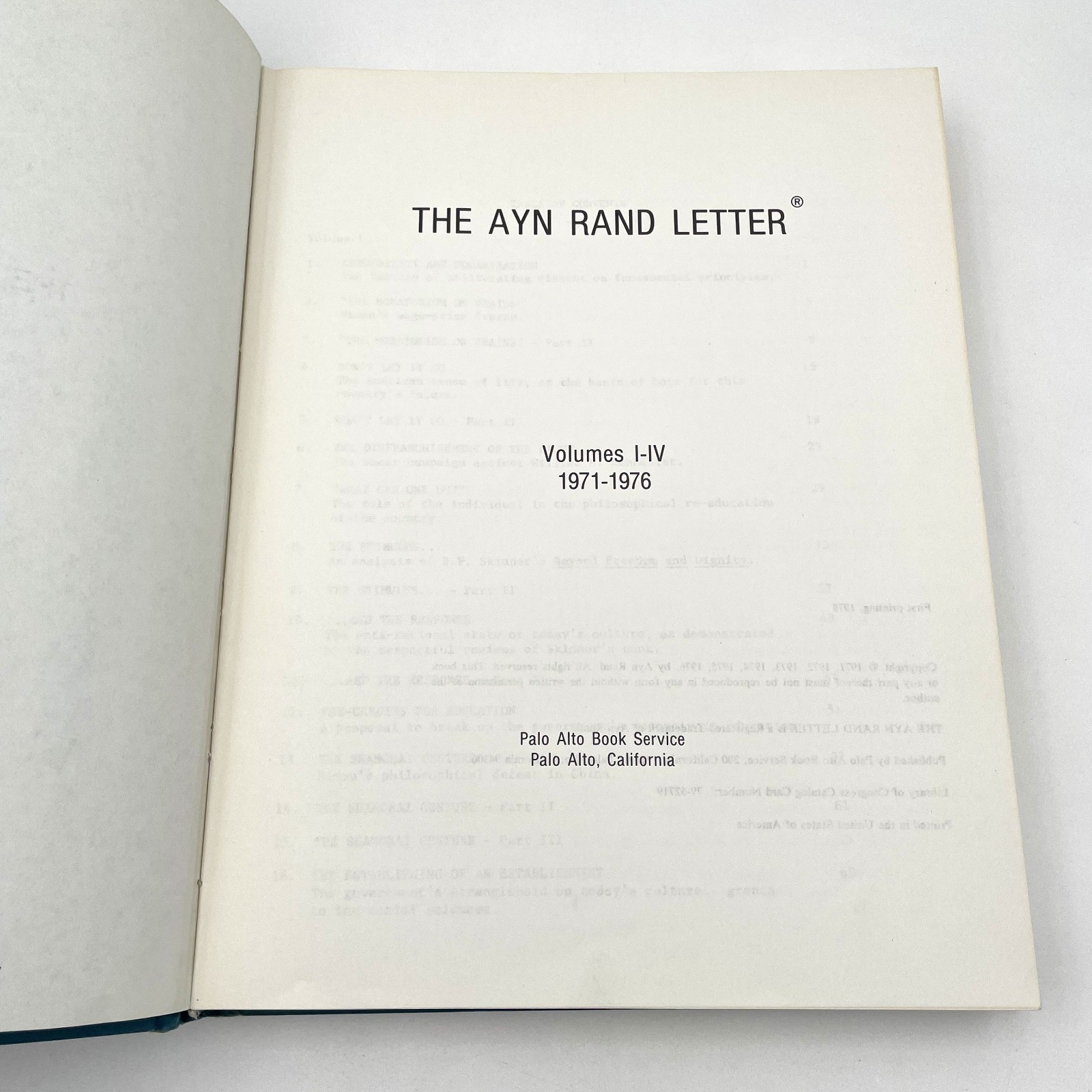 The Ayn Rand Letter Volumes I-IV 1971-1976 1st Print 1979 (+ Extras)