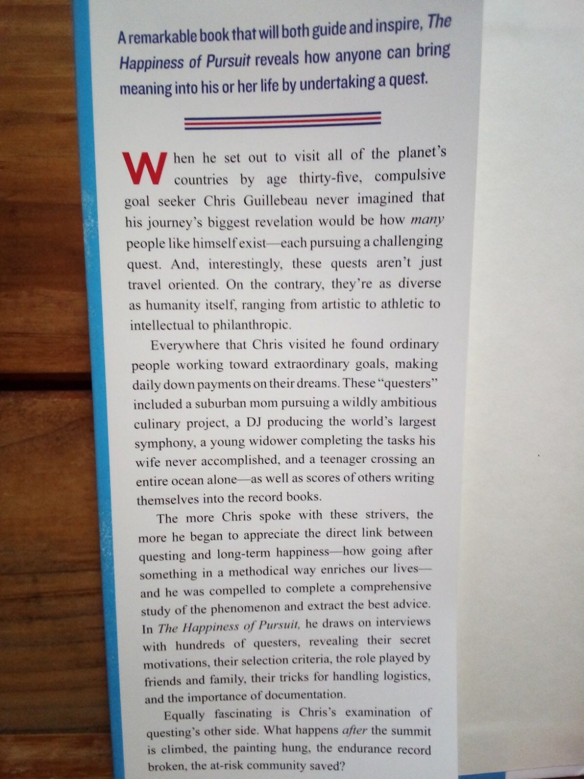 (C26BH) “THE HAPPINESS OF PURSUIT” – CHRIS GUILLEBEAU / HC – DJ / FIRST EDITION