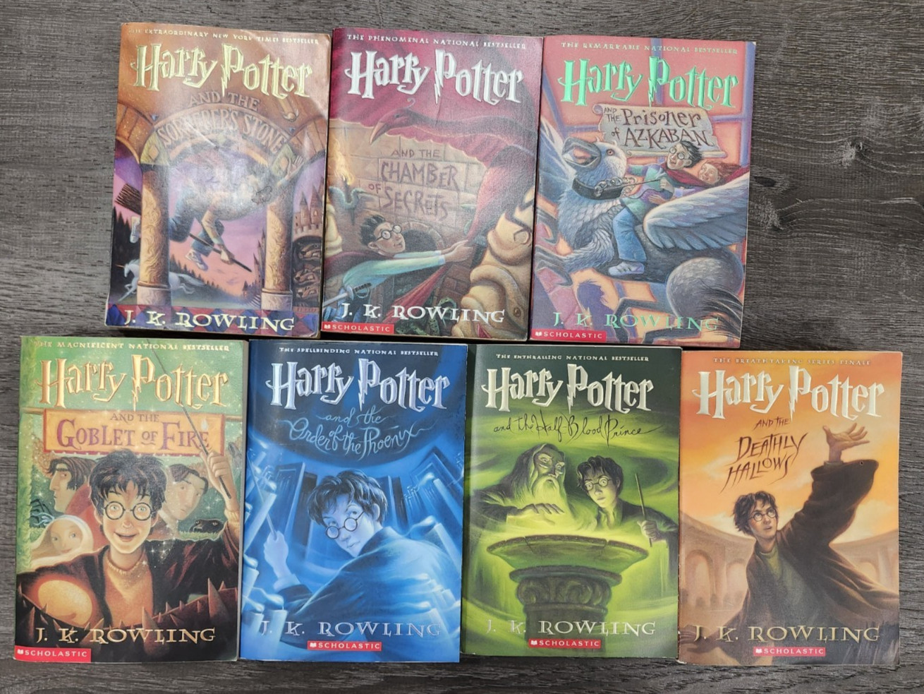 Lot 7 J K Rowling Harry Potter Series 1-7 Trade PB Books Complete