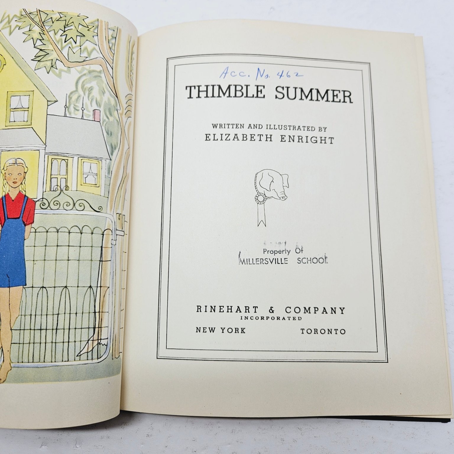 Vintage 1938 Children’s Book – Thimble Summer Elizabeth Enright Illustrated HC