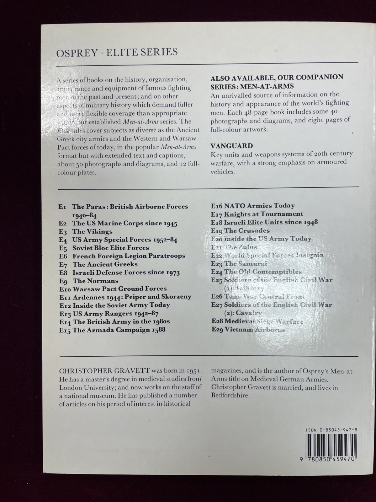 Medieval Siege Warfare – Osprey Elite Series #28 64 Pages, SB 1990