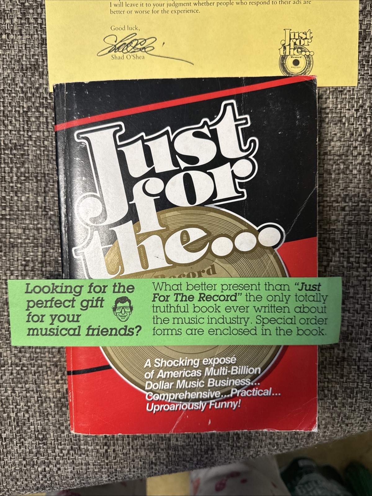 JUST FOR THE RECORD By Shad O’shea SIGNED Softcover 1986 – 1st Edition