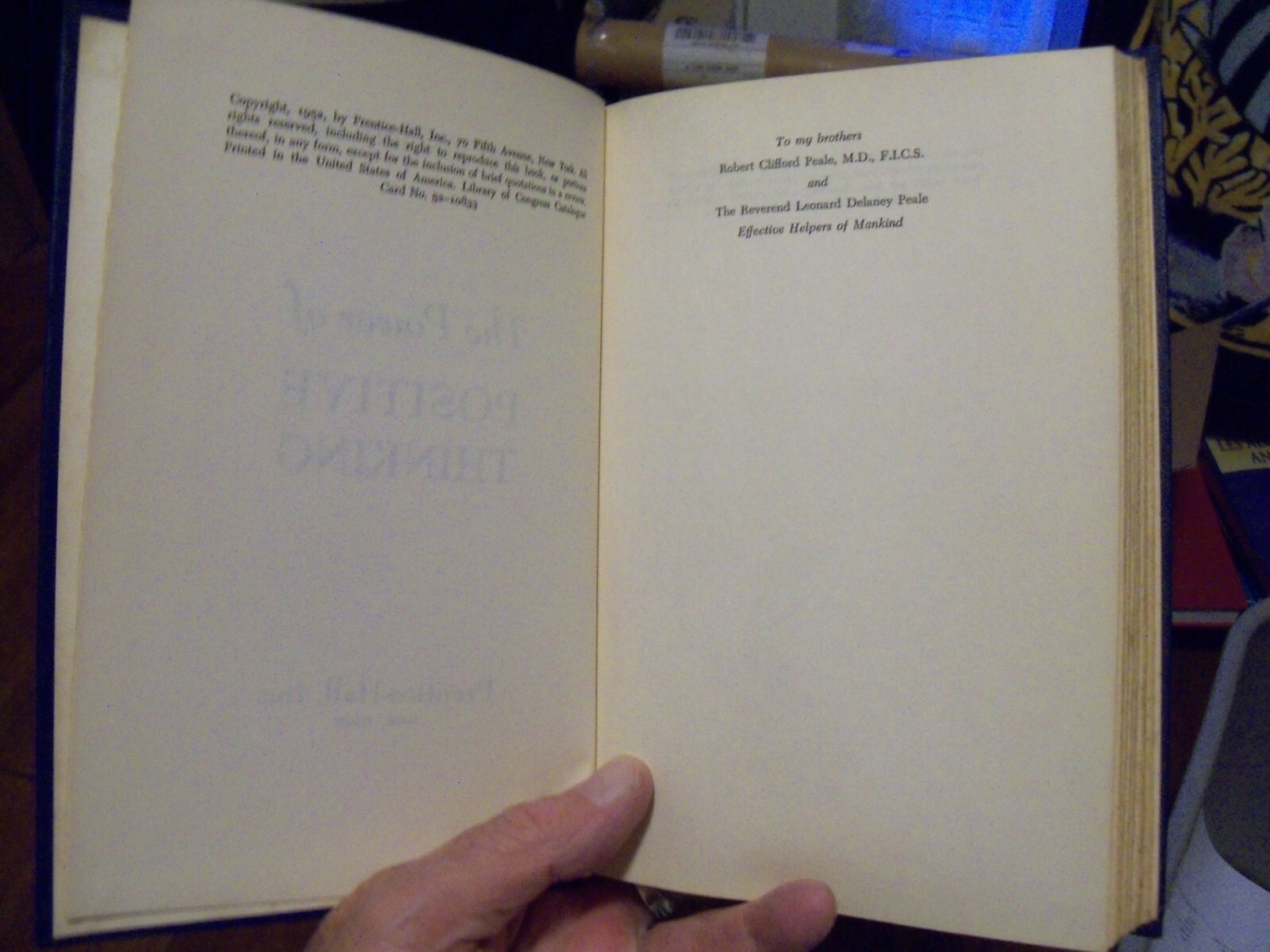 RARE POWER OF POSITIVE THINKING NORMAN VINCENT PEALE 1ST EDITON 1ST PRINTNG 1952