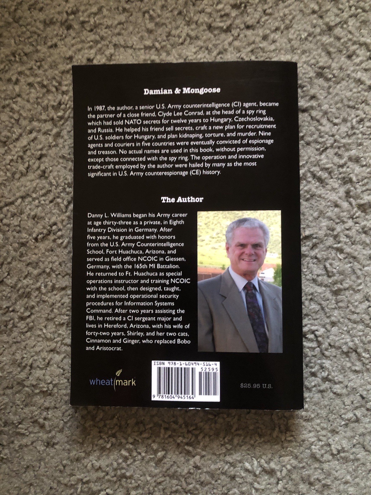 Damian and Mongoose Danny L. Williams Signed Copy US Army Counterespionage Book