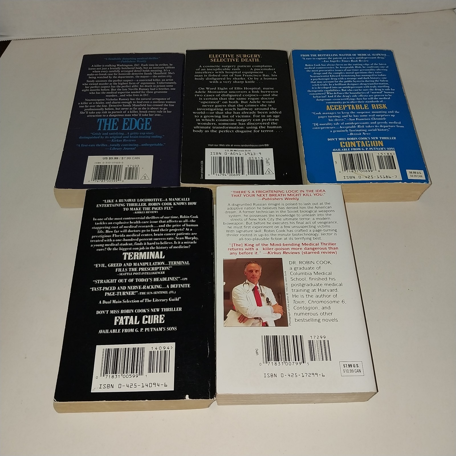 Medical Thriller Fiction Paperback Mixed Book Lot Of 5