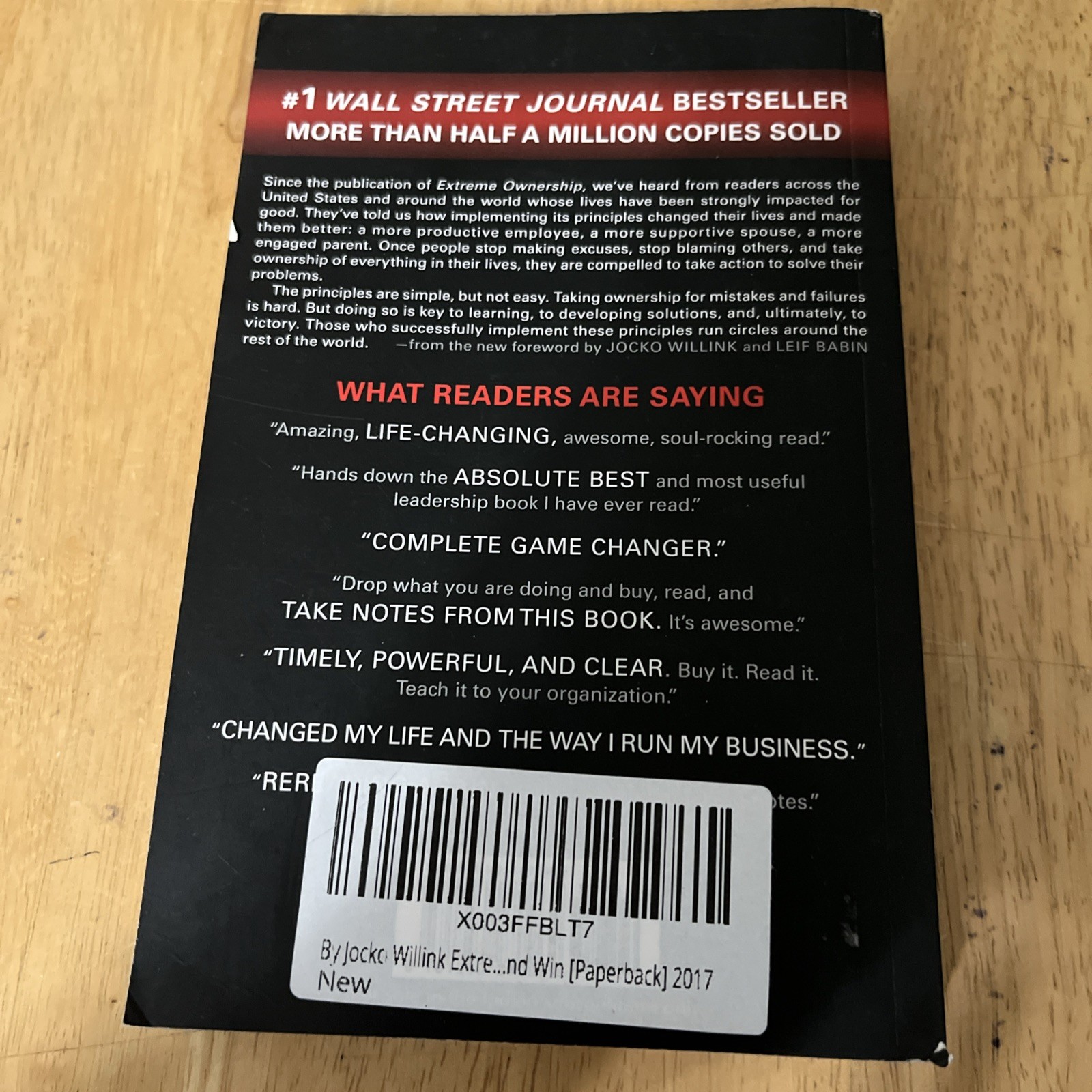 Extreme Ownership by Jocko Willink Paperback 2019 NEW