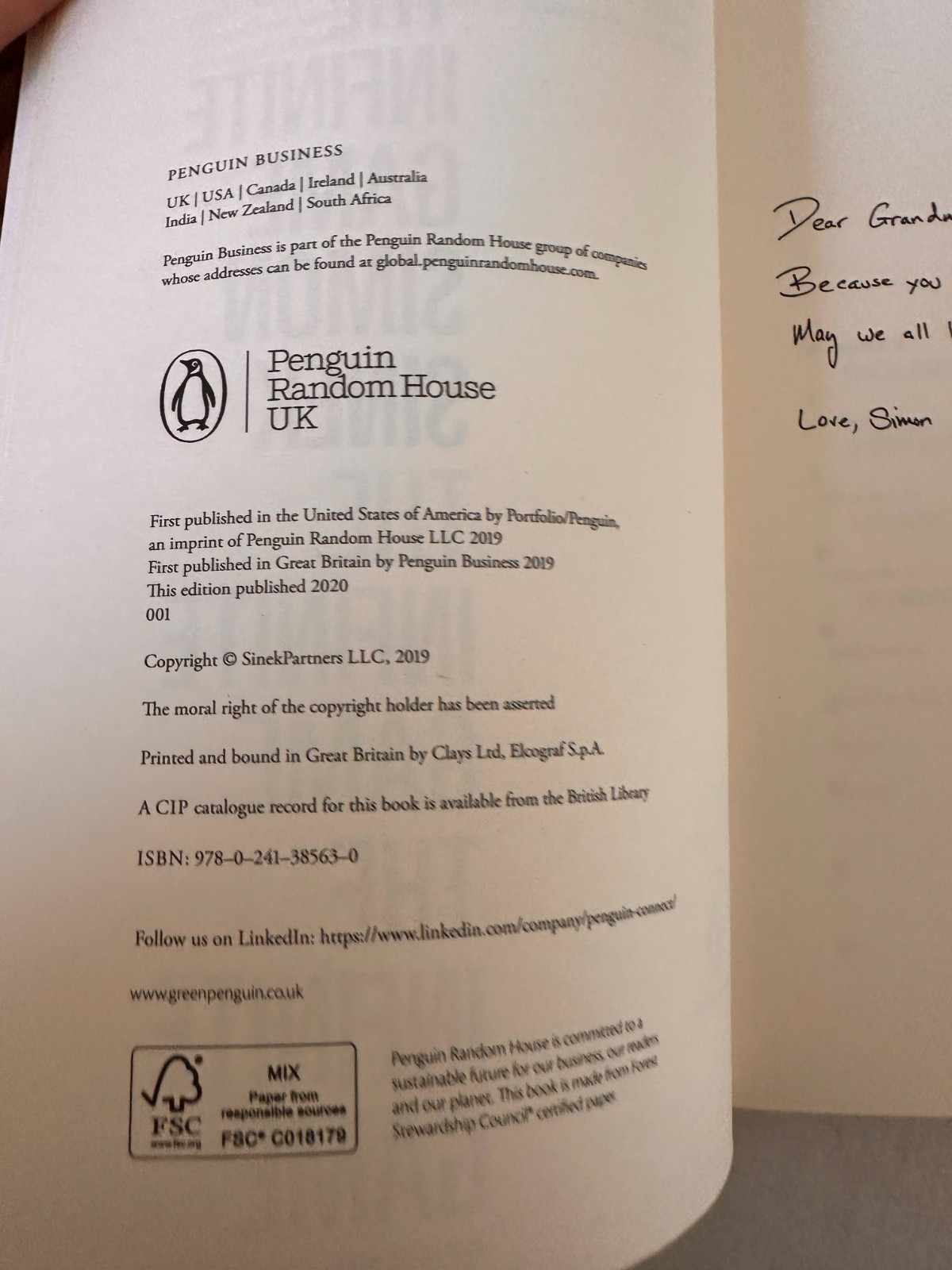 The Infinite Game Paperback 2019 Simon Sinek