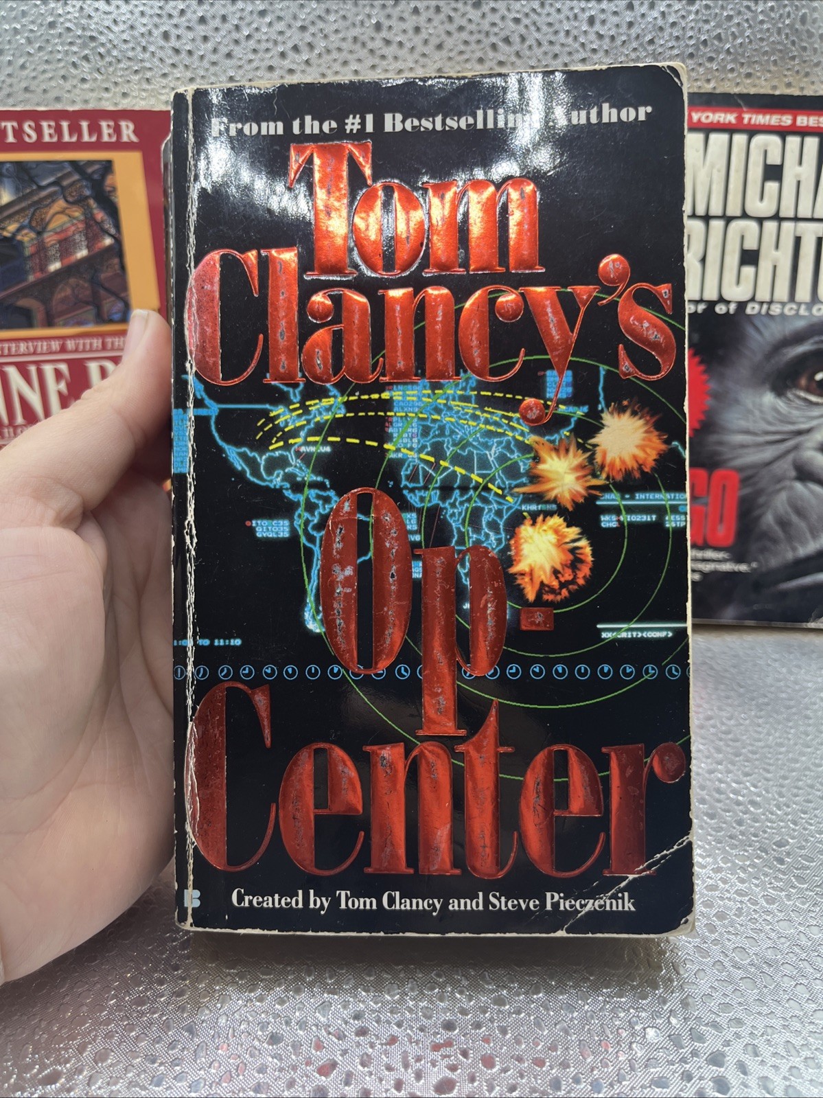 Mixed Paperback Book Lot 4 Crichton/Clancy/Rice Paperback Bundle Suspense/ Myste