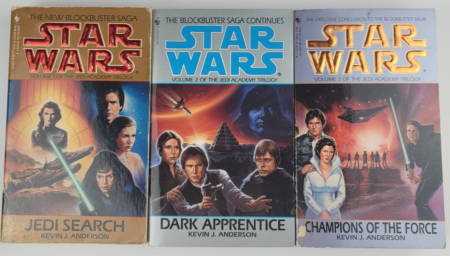Star Wars Jedi Academy Trilogy Complete Lot 1-3 Kevin J Anderson Vintage 1994