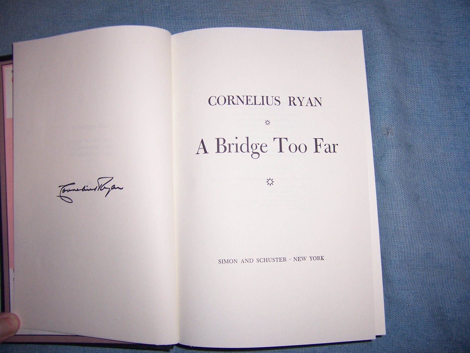 A BRIDGE TOO FAR by Cornelius Ryan/1st Ed/HCDJ/Military/WWII 1939-1945/Signed