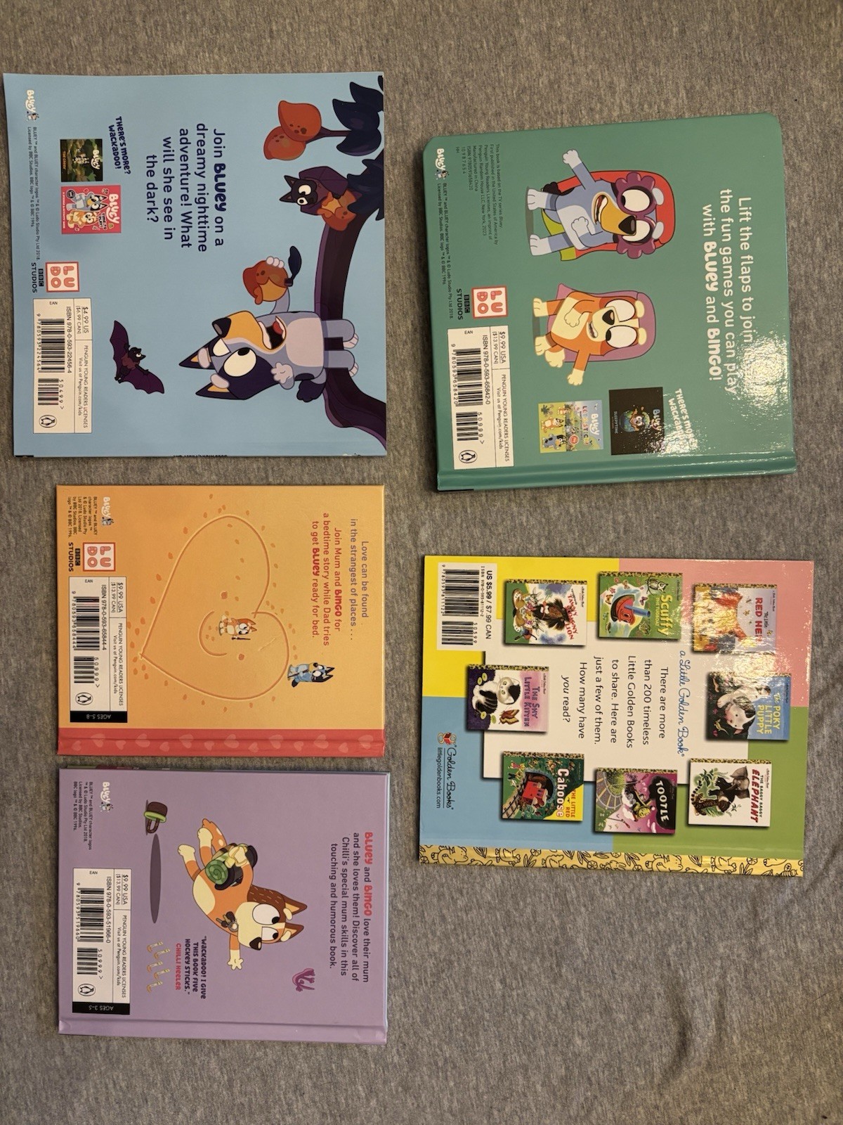 Lot Of 5 Bluey Books. 4 Hardcover And One Paperback