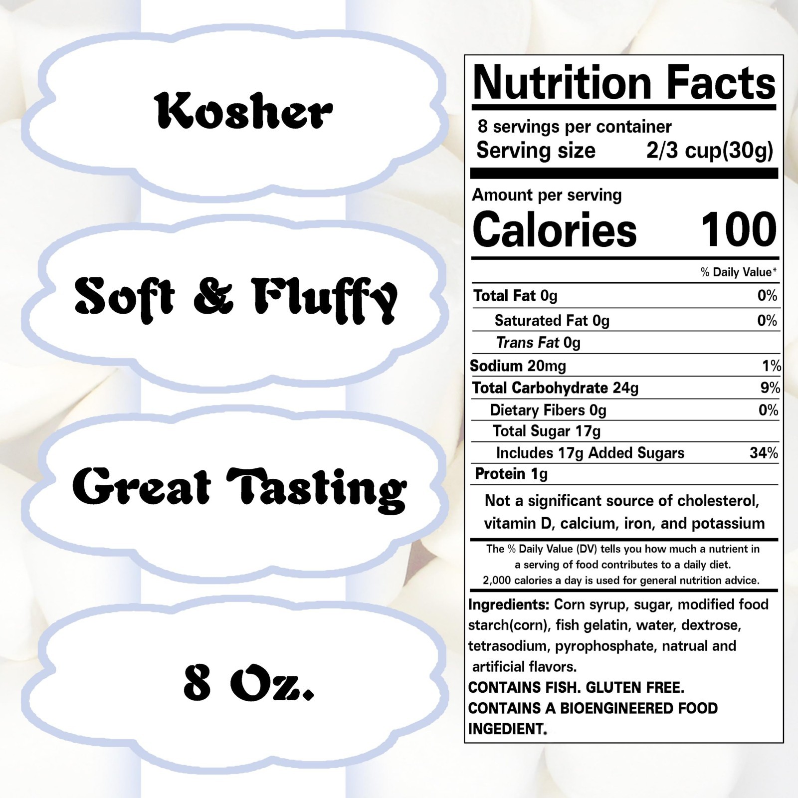 Mini Marshmallows – 2 Bags (1 lb Total), White & Vanilla, Kosher, Nut-Free, Glut