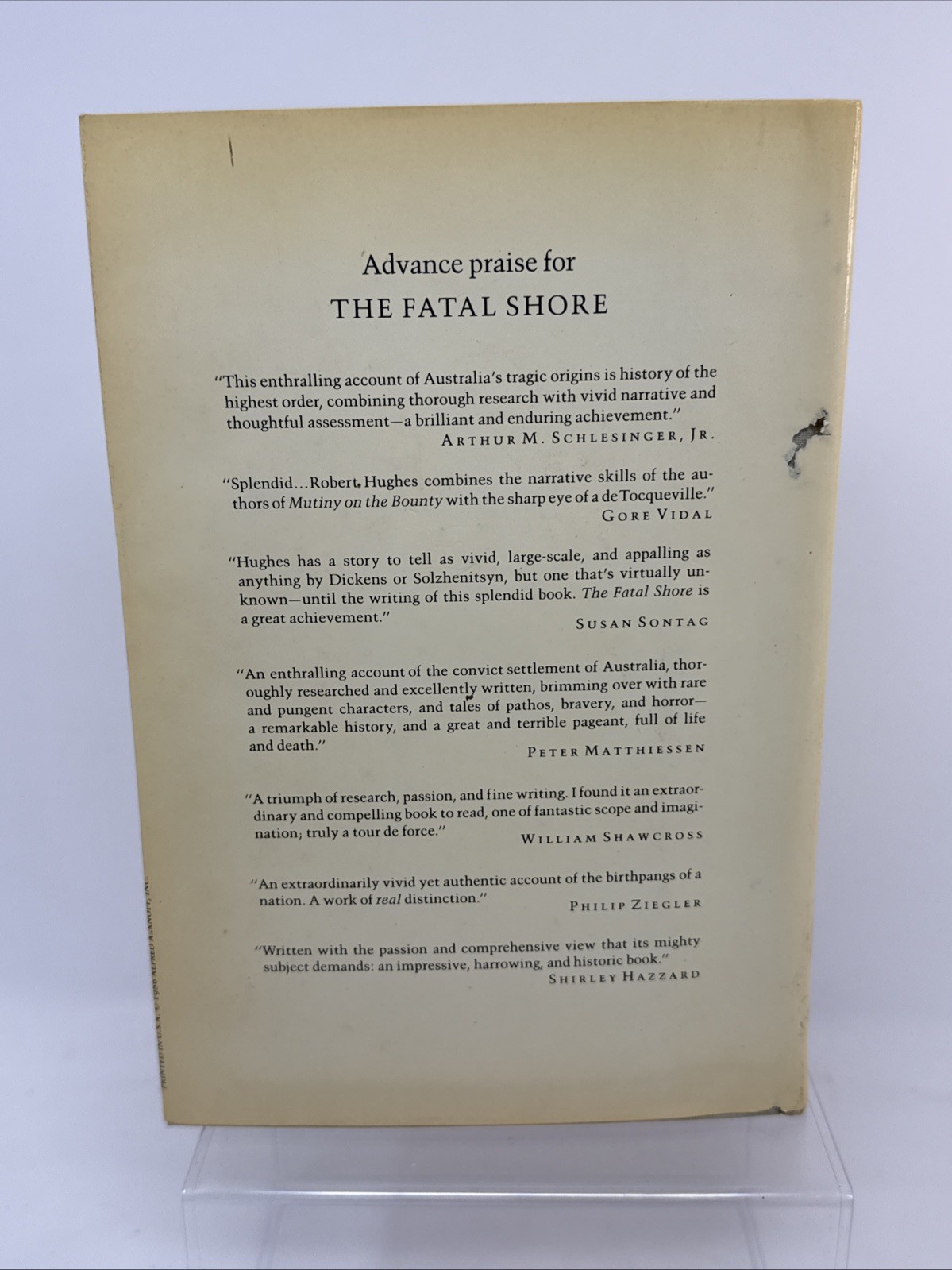 The Fatal Shore by Robert Hughes 1987 1st US Edition Hardcover