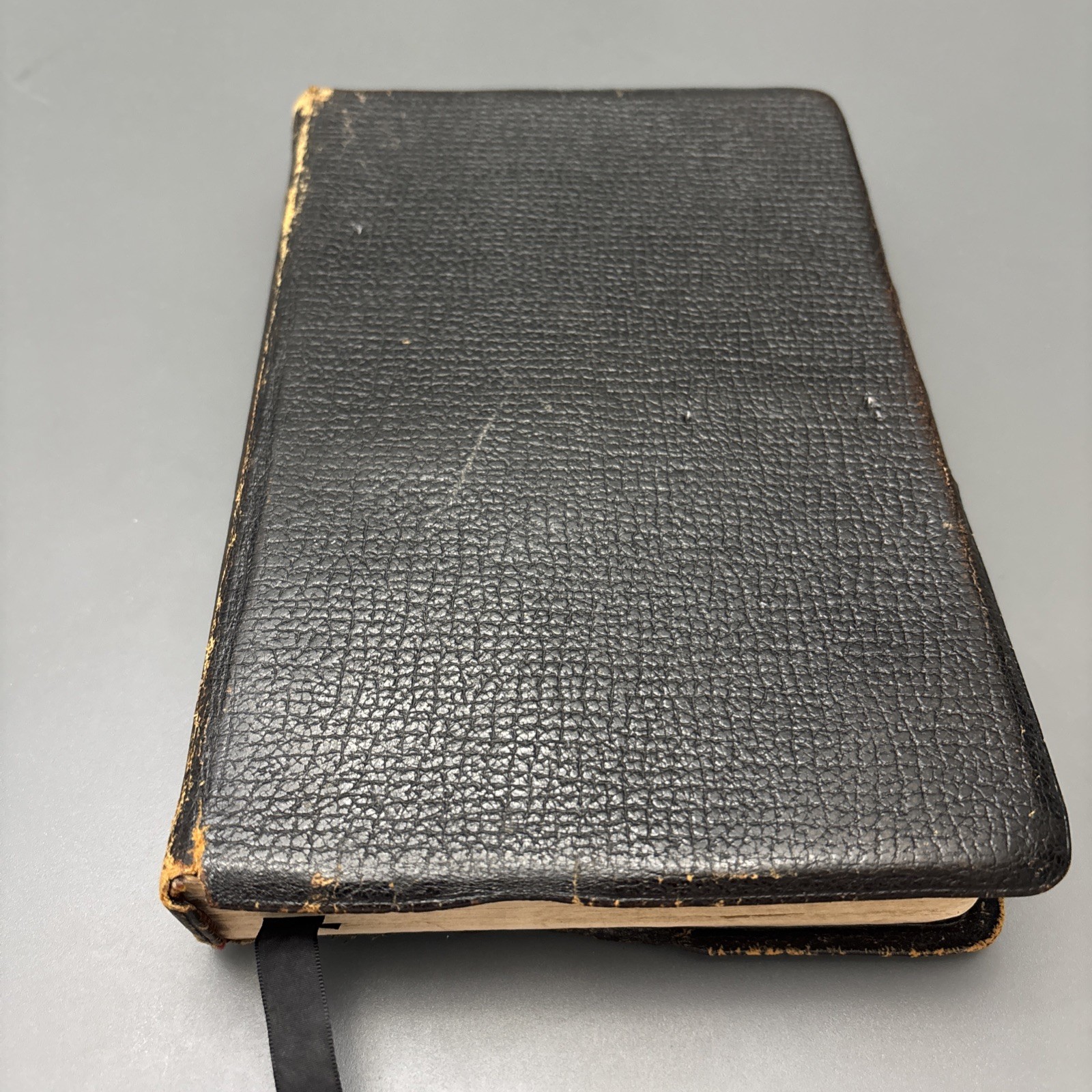 Vintage Holy Bible Black Hand-Grained Morocco Leather Lined Cambridge England