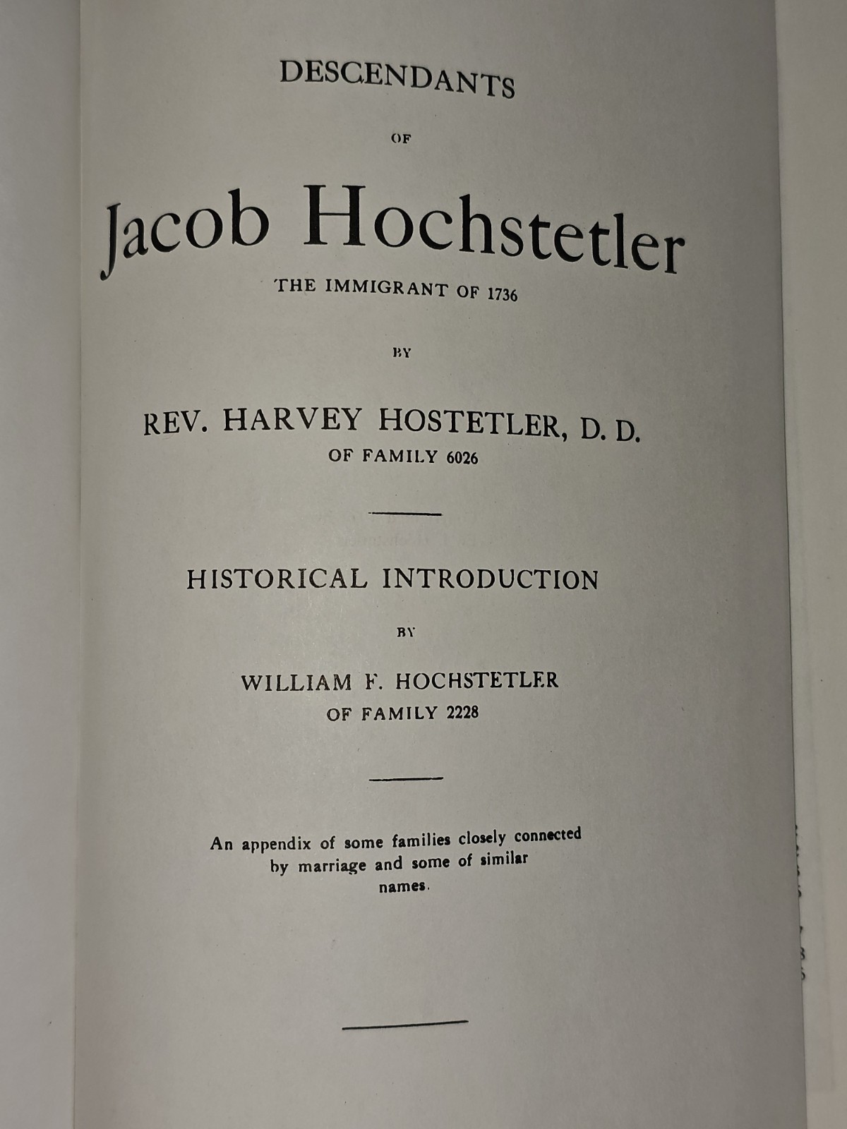 Descendants Of Jacob Hochstetler: The Immigrant Of 1739-HC 1977-Row #12.