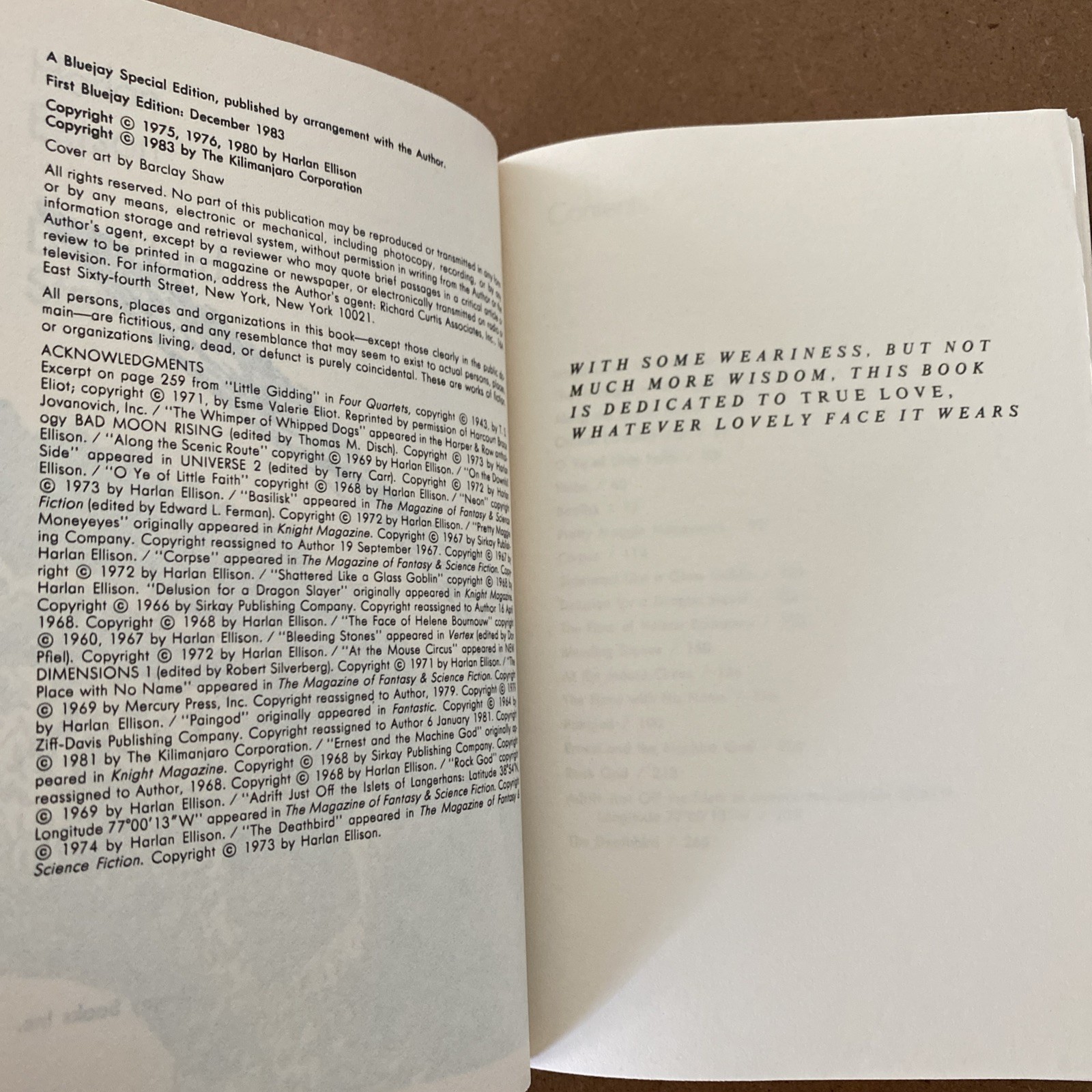 Harlan Ellison – Deathbird Stories – Bluejay HC BCE – author preferred version