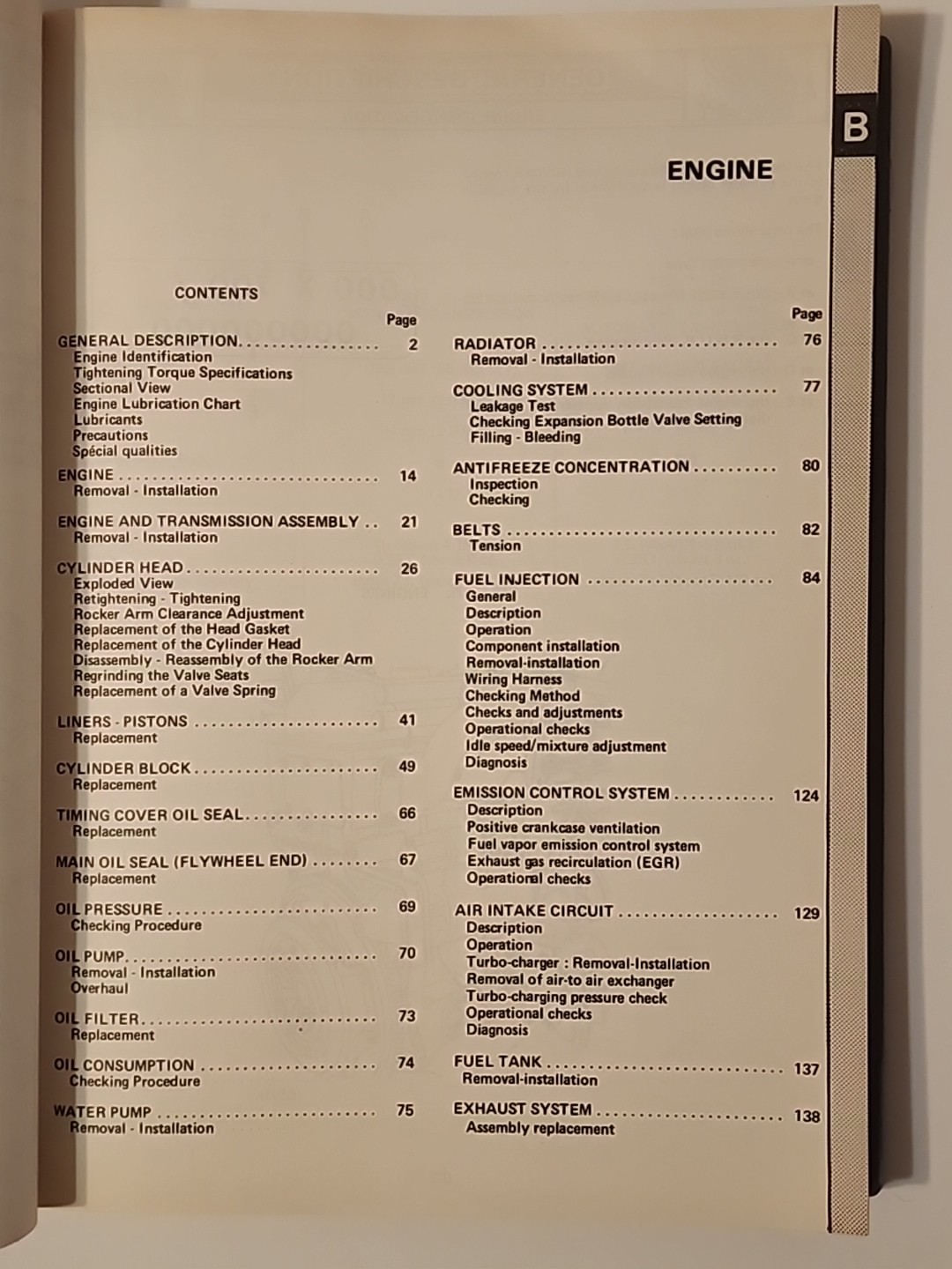 Renault Fuego M.R.238 Workshop Manual 1368-136A 1982 Engine Repair Maintenance