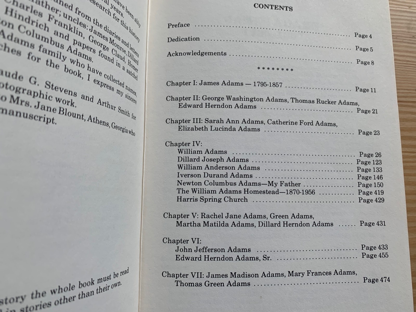 Book, Family History and Genealogy. James Adams line, 1795-1982.