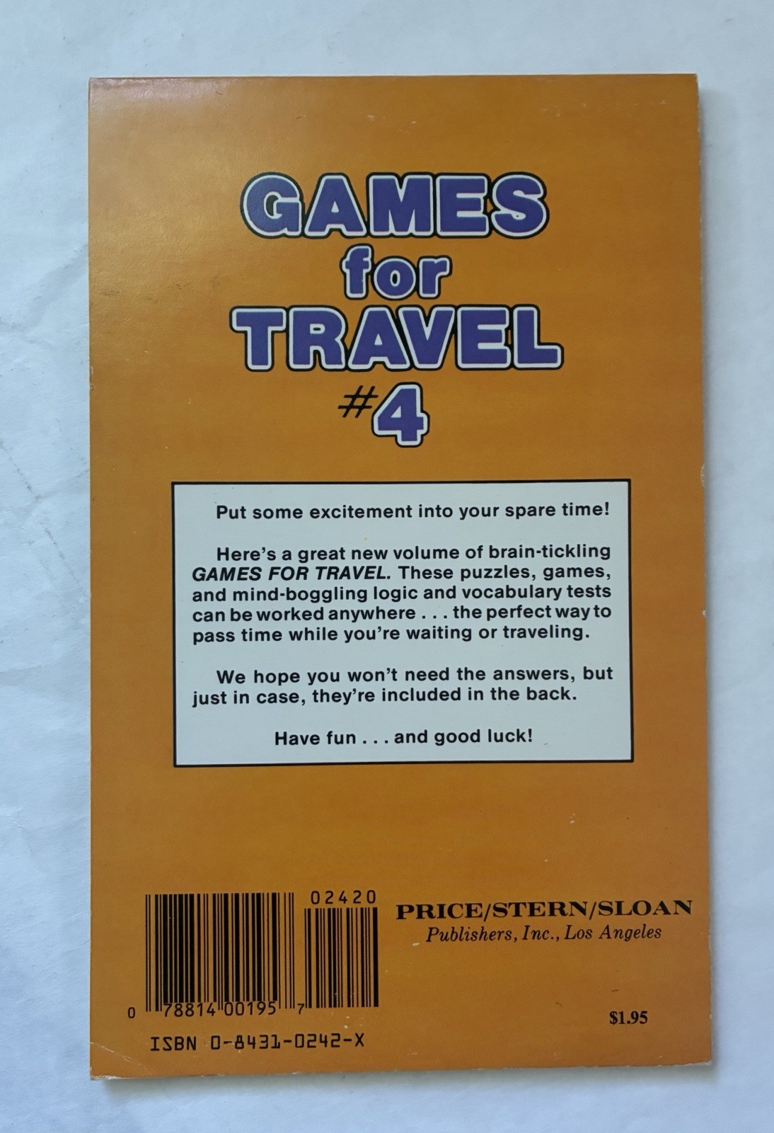 Games for Travel #4 Paperback Richard Latta (1986, PB) HTF Unmarked