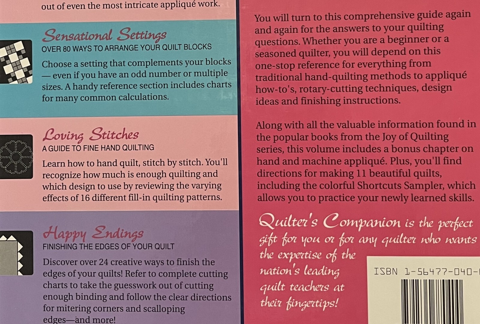 QUILTERS COMPANION, NEW LARGE BOOK, Techniques Tips, 11 PROJECTS, 314 pages