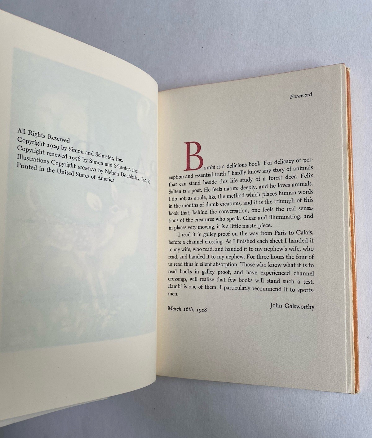 Bambi by Felix Salten (1956) HC/DJ Girard Goodenow Junior Deluxe Edition