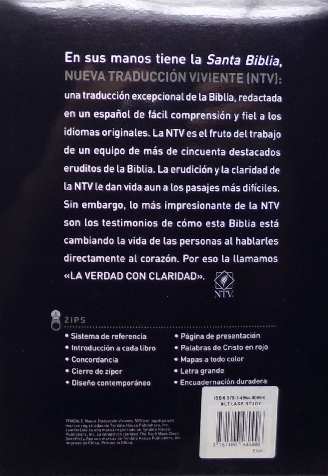 Biblia NTV, Letra 9.5 Ptos Con Indice, Cierre & Referencias , Café *SKU1-4*
