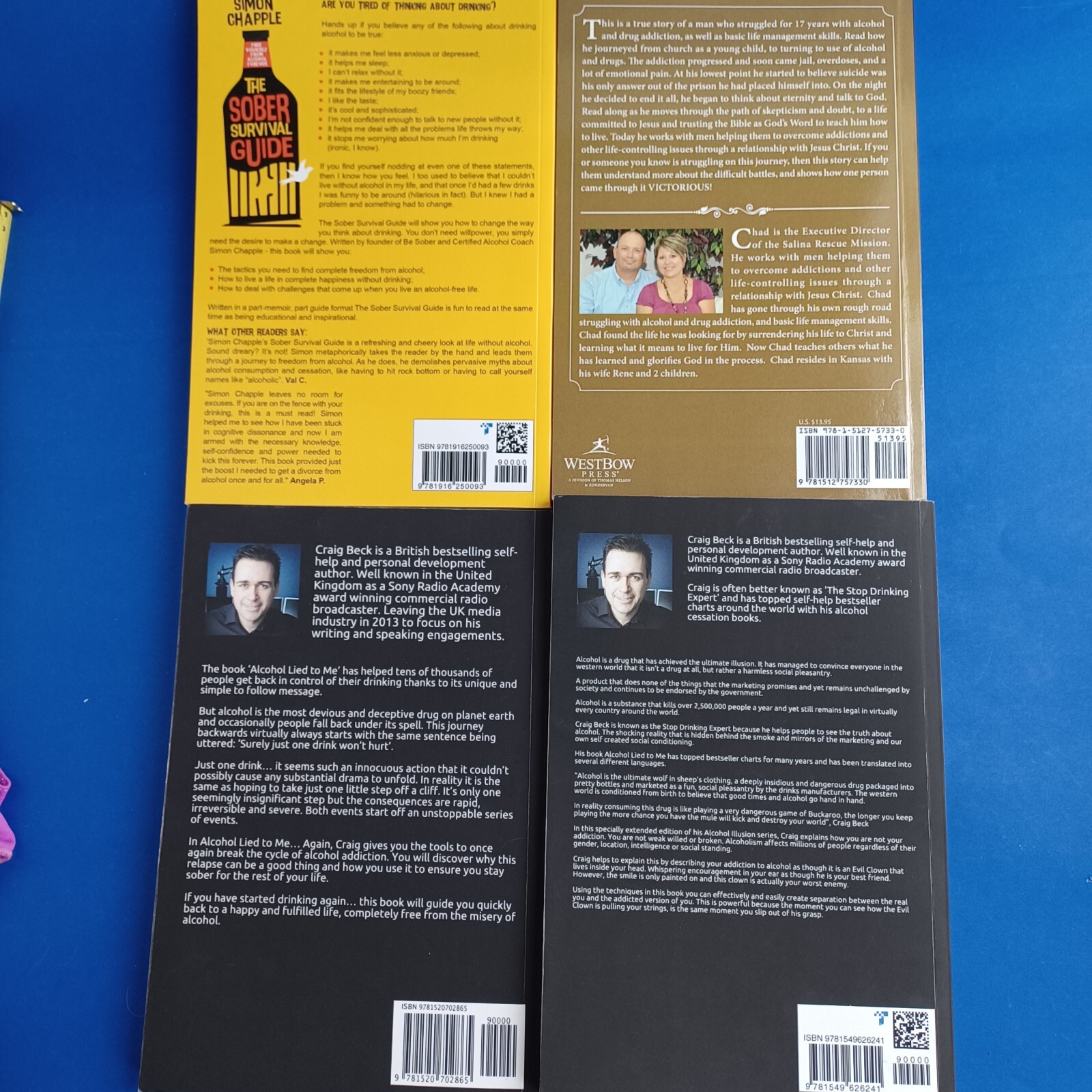 Lot 4 Alcohol Cessation Help Books 2 Craig Beck & One Faith Based, Sober Guide