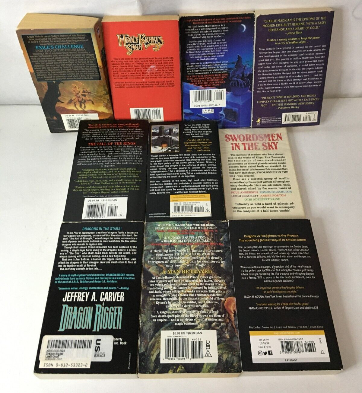 Fantasy Book Lot of 10 – Poul Anderson Angus Wells JV Jones Grigsby Carver