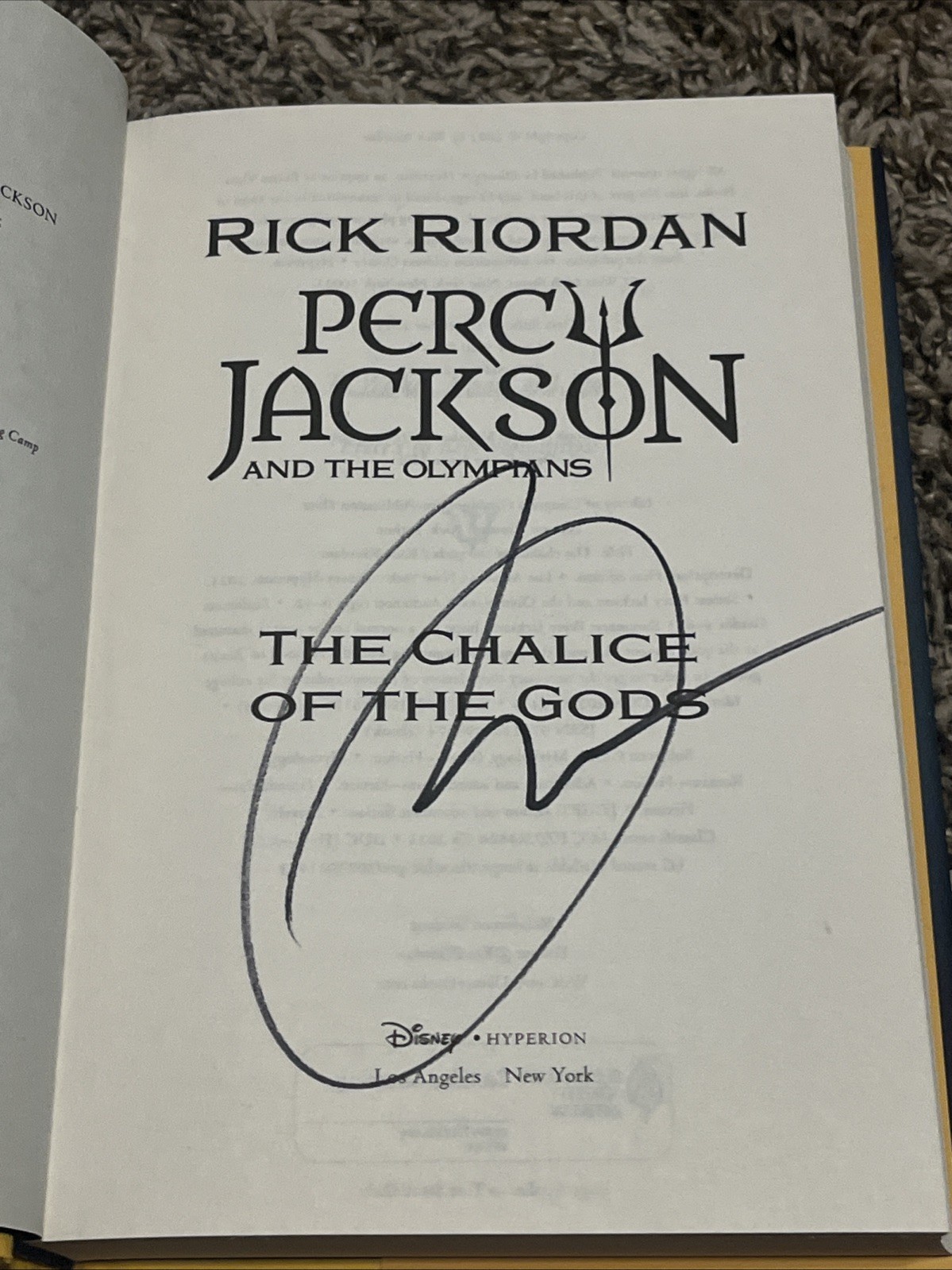 Rick Riordan *SIGNED* The Chalice of the Gods Book – Disney – Percy Jackson