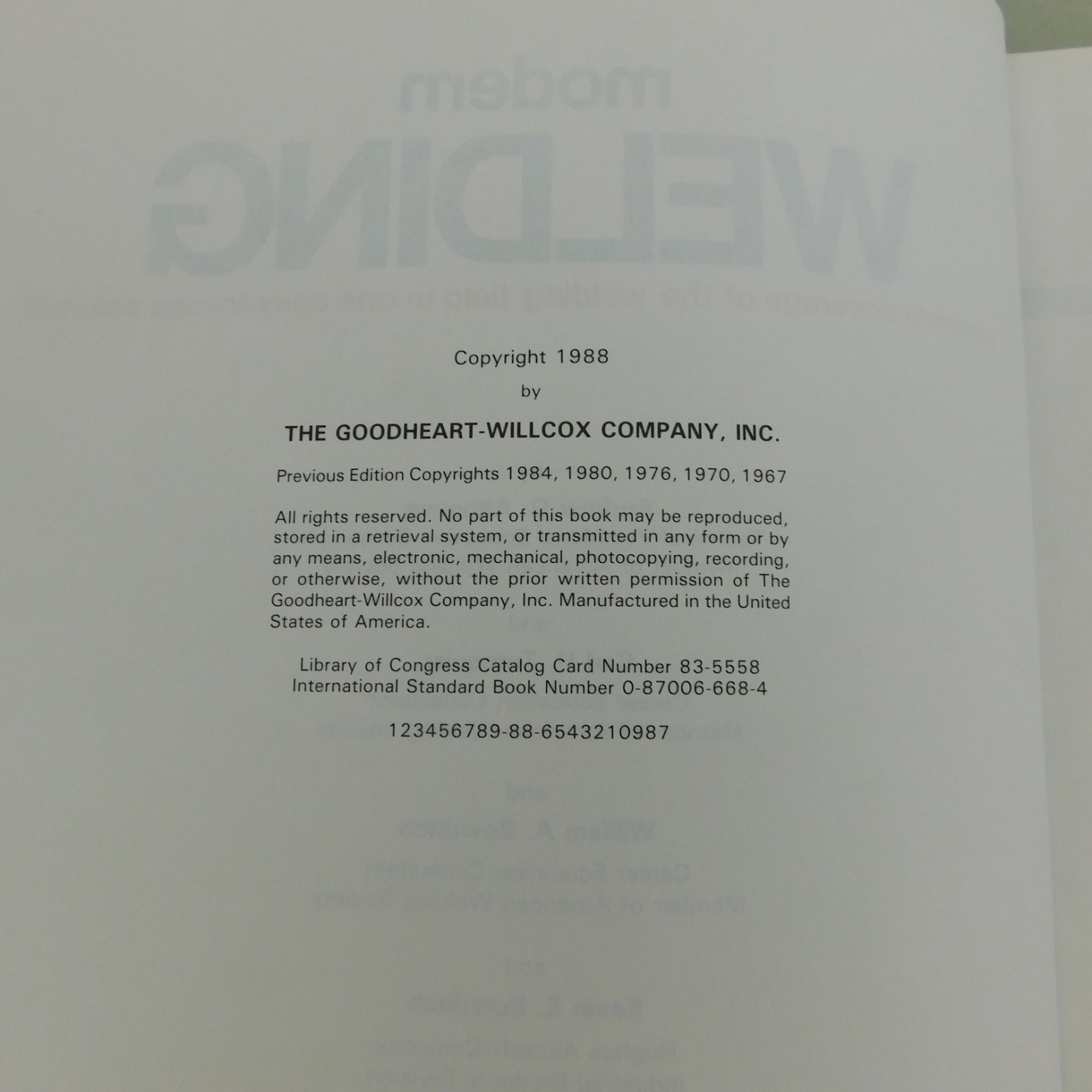 Modern Welding Althouse Turnquist Bowditch 1988 Vintage Hardcover