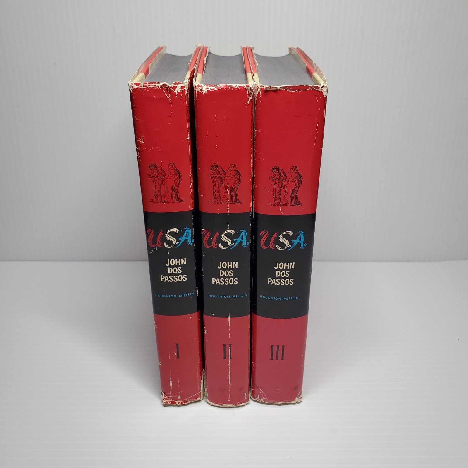 Vintage John Dos Passos U.S.A Trilogy (3 Volumes) 1960 Illustrated HC’s w/DJ BCE