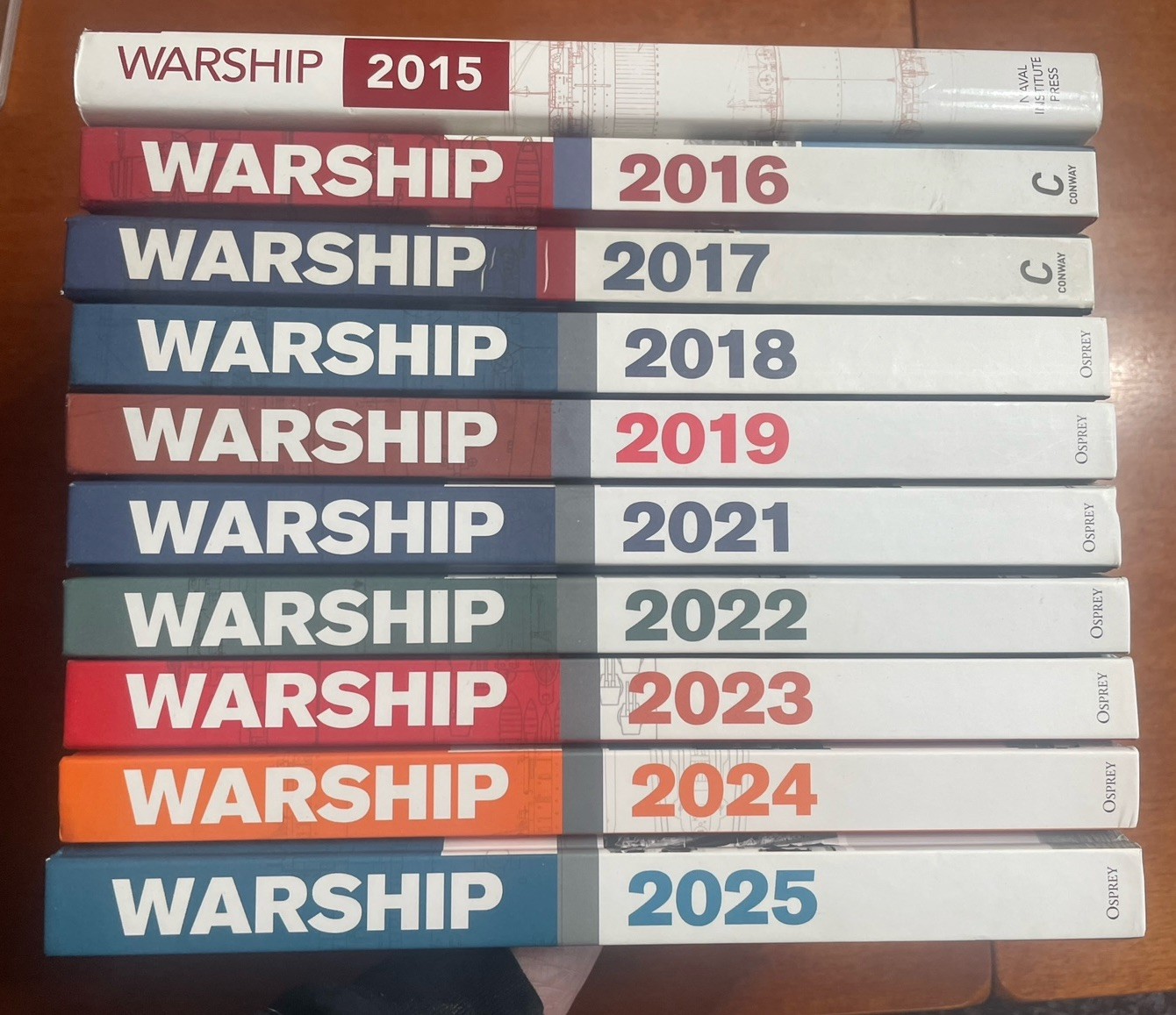LOT – 10 Osprey Hardcover Warship Books, B&W, 225 Pages, 2015-2019 & 2021-2025