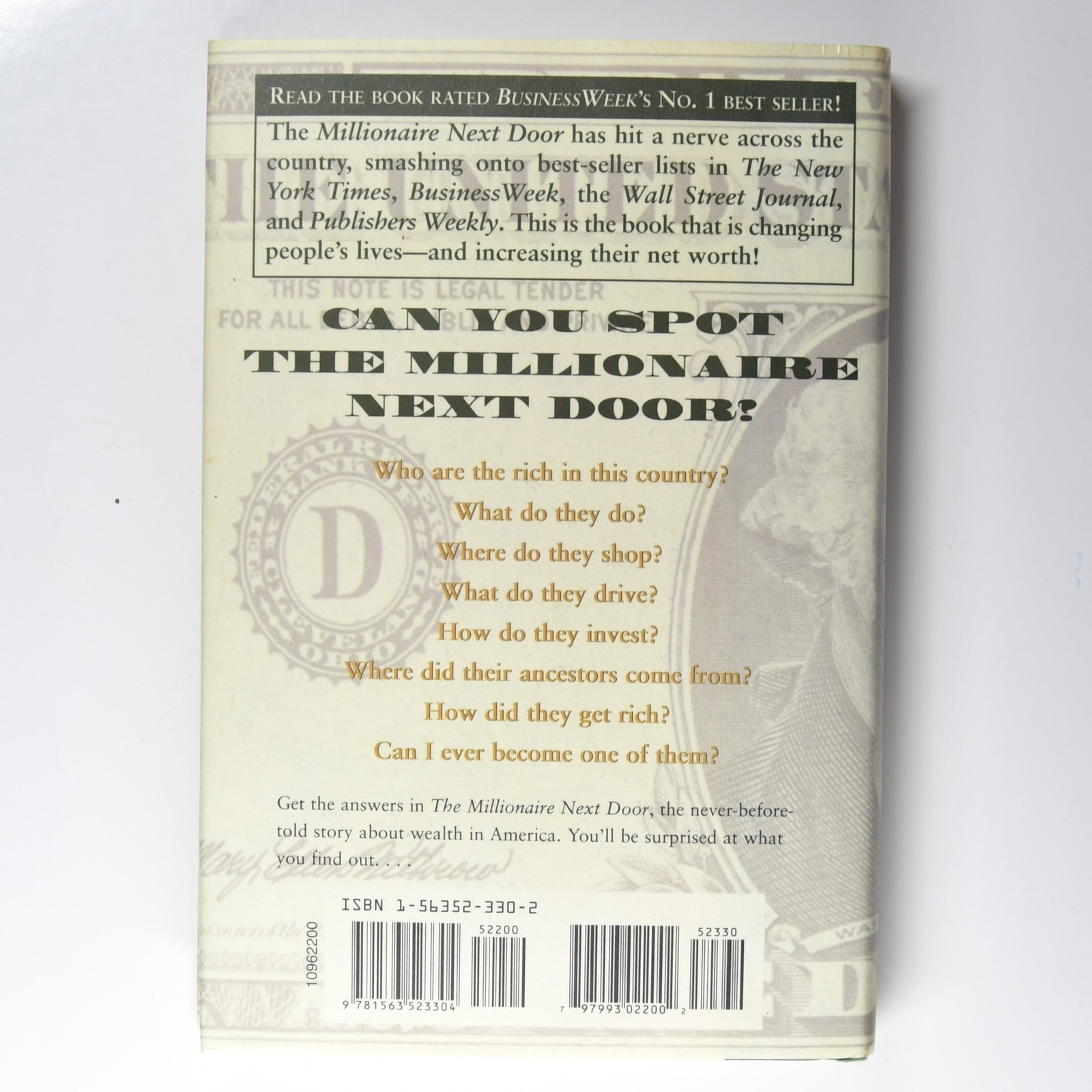 The Millionaire Next Door by Stanley and Danko 1998 NYT Bestseller