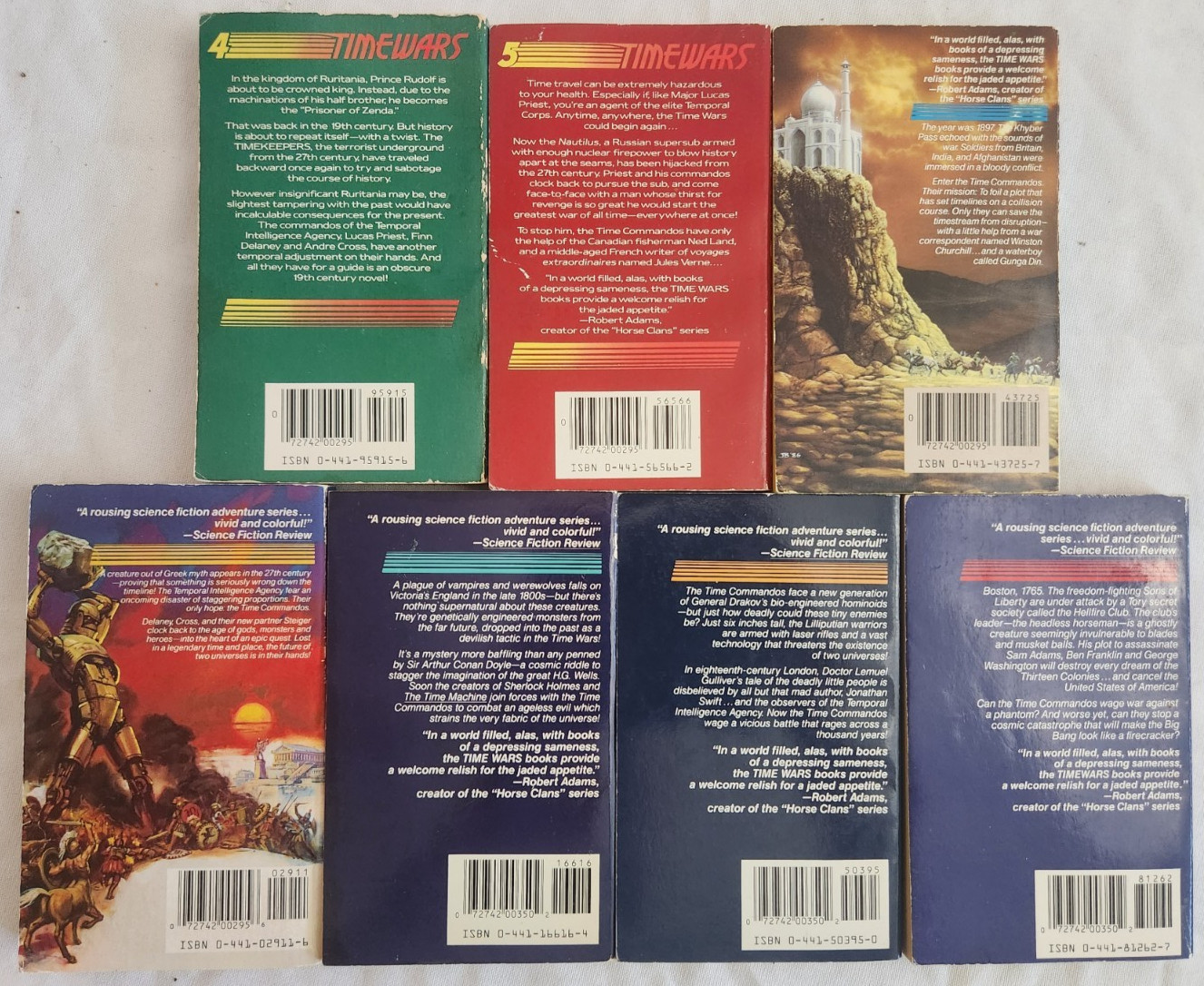 7 Time Wars Books #4-10, Simon Hawke, Ace Books, PB, 1985-1990